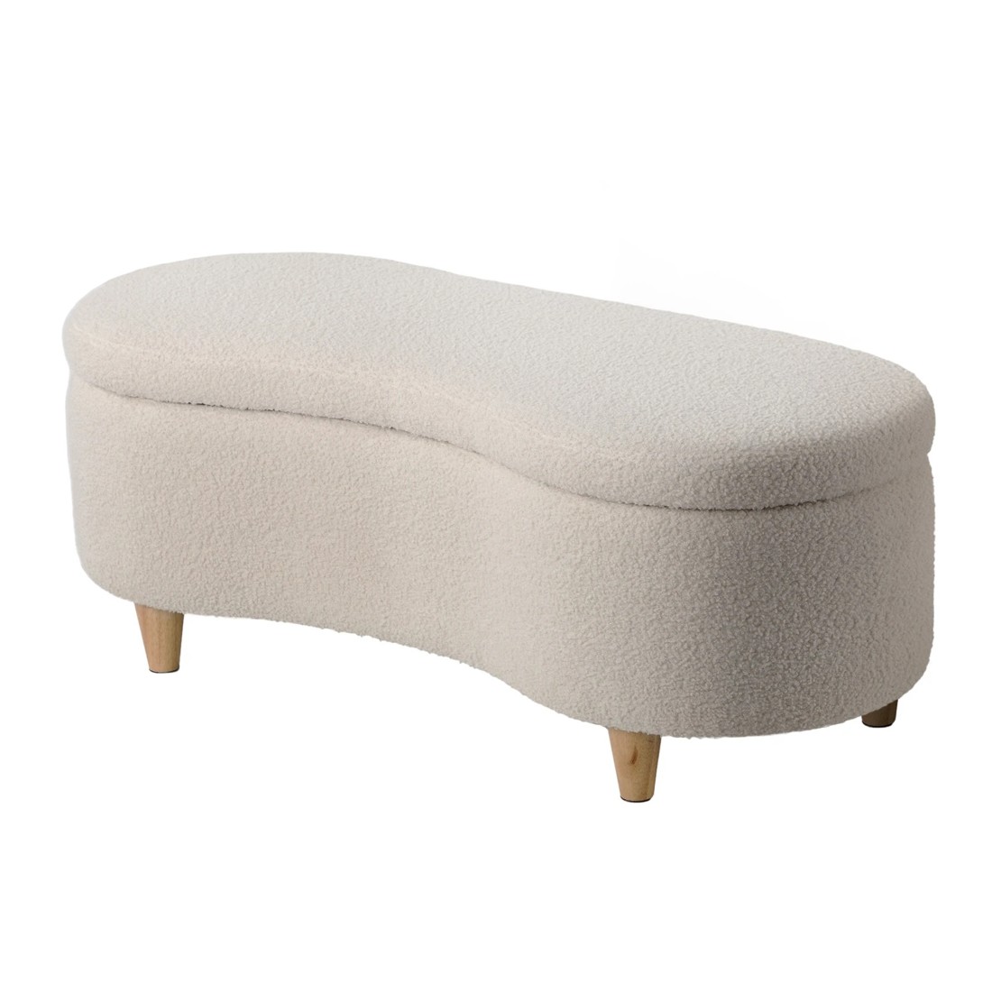 1 Oikiture Storage Ottoman CASHEW Shape Boucle - Beige, 1 of 10