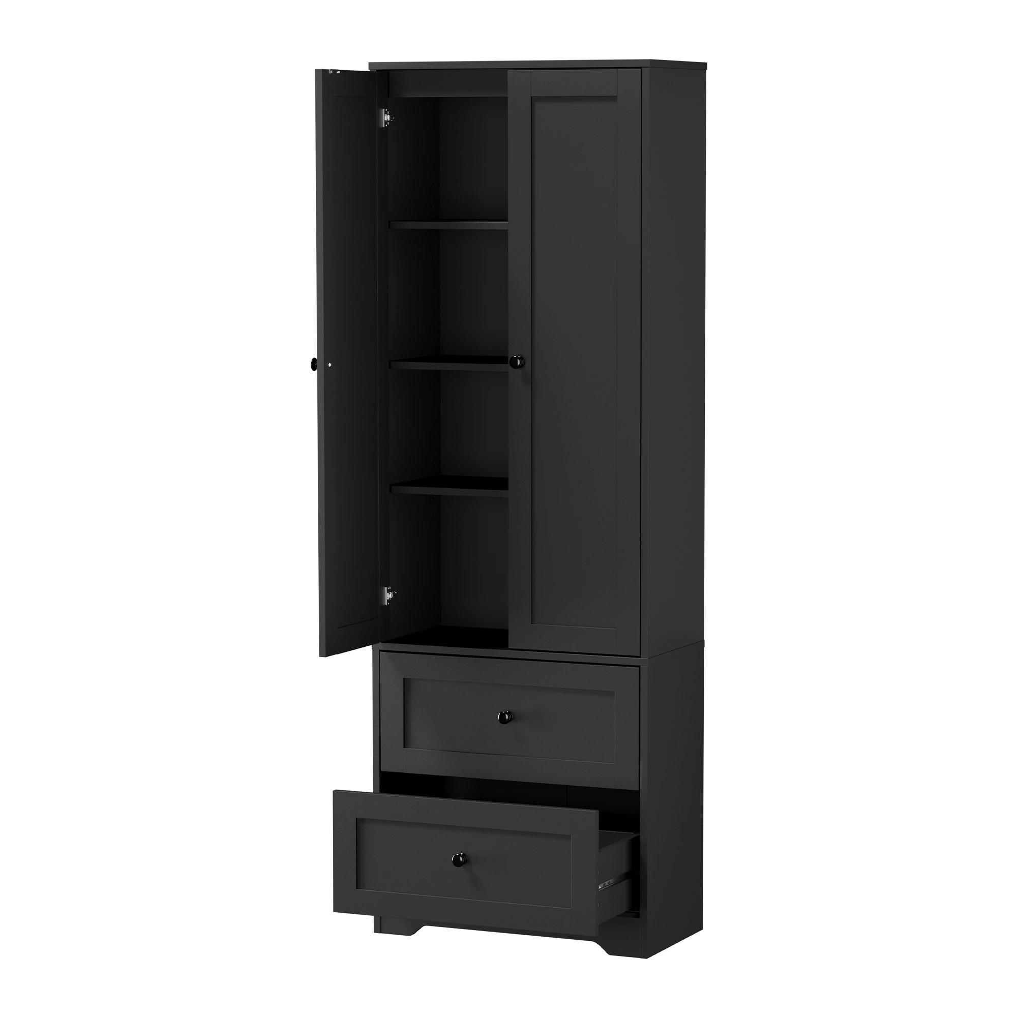 7 Oikiture 2 Door Cupboard Storage Cabinet Kitchen Buffet Sideboard - Black, 7 of 8