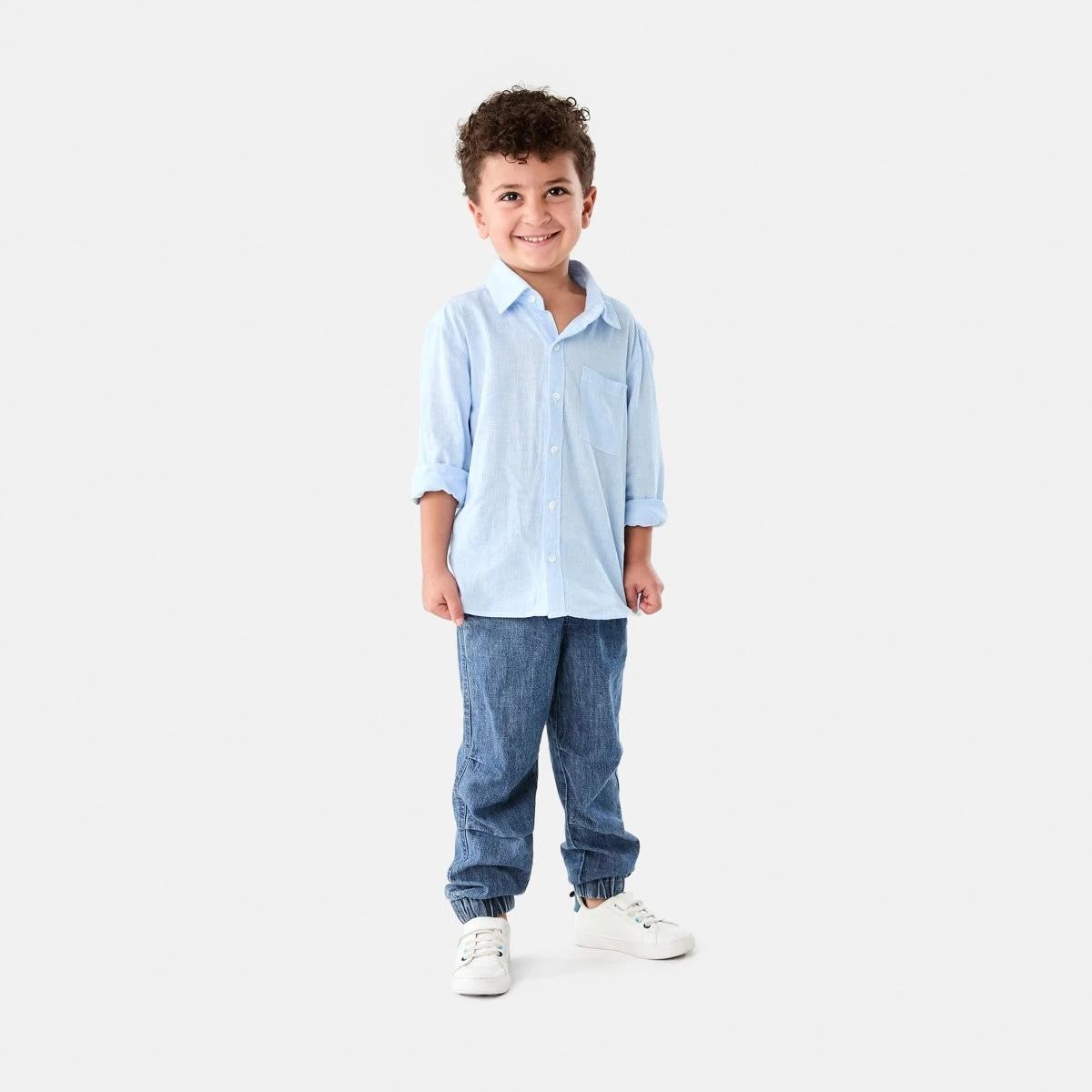 8 Long Sleeve Linen Shirt BLUE STRIPE, 8 of 9