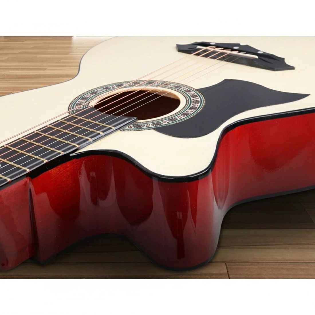5 Alpha 38 Inch Acoustic Guitar Wooden Body Steel String Full Size Left Handed - Natural, 5 of 7