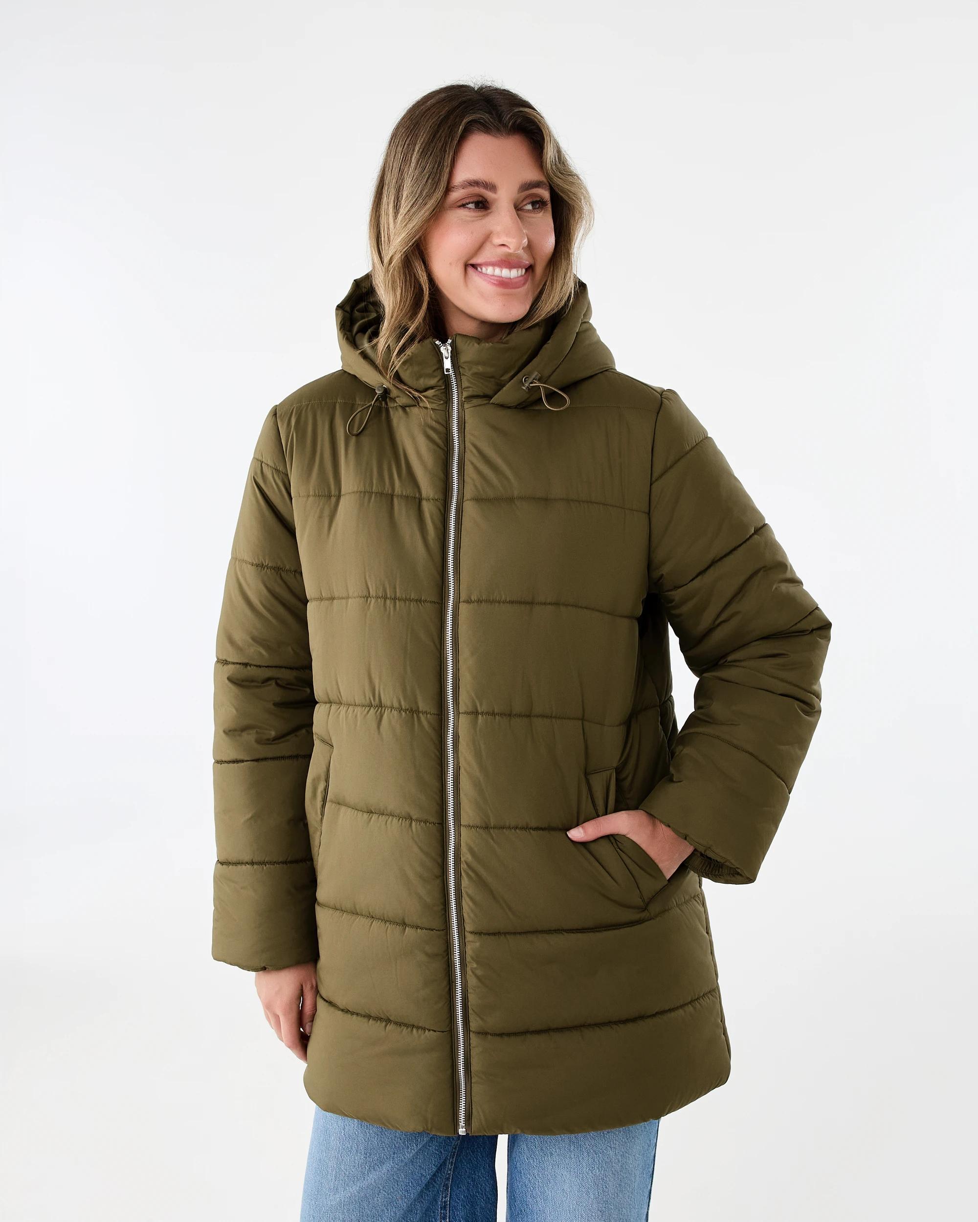 2 Mid Length Puffer Jacket Deep Olive, 2 of 7