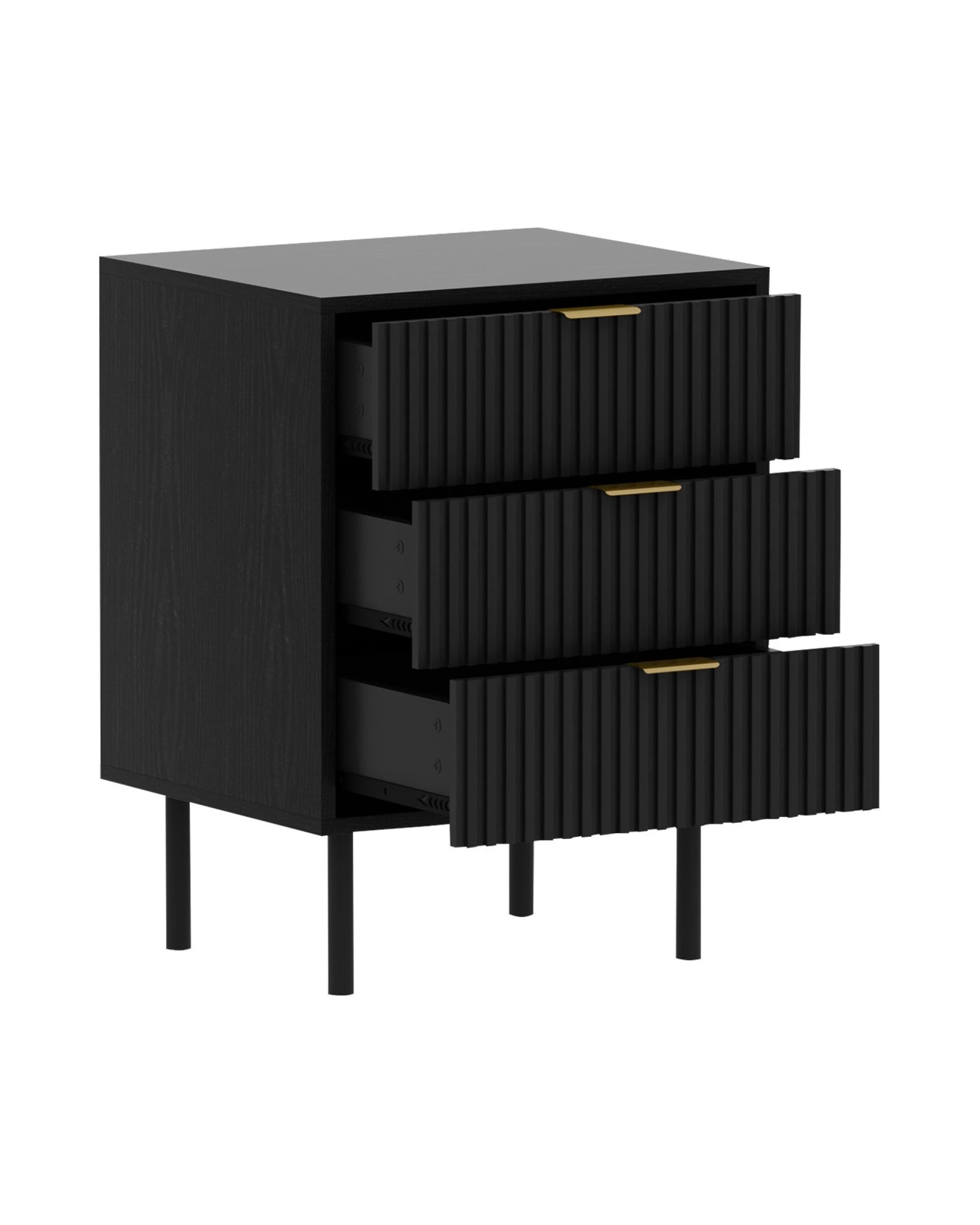 6 Sarantino Evelyn Bedside Table with 3 Drawers - Black, 6 of 6