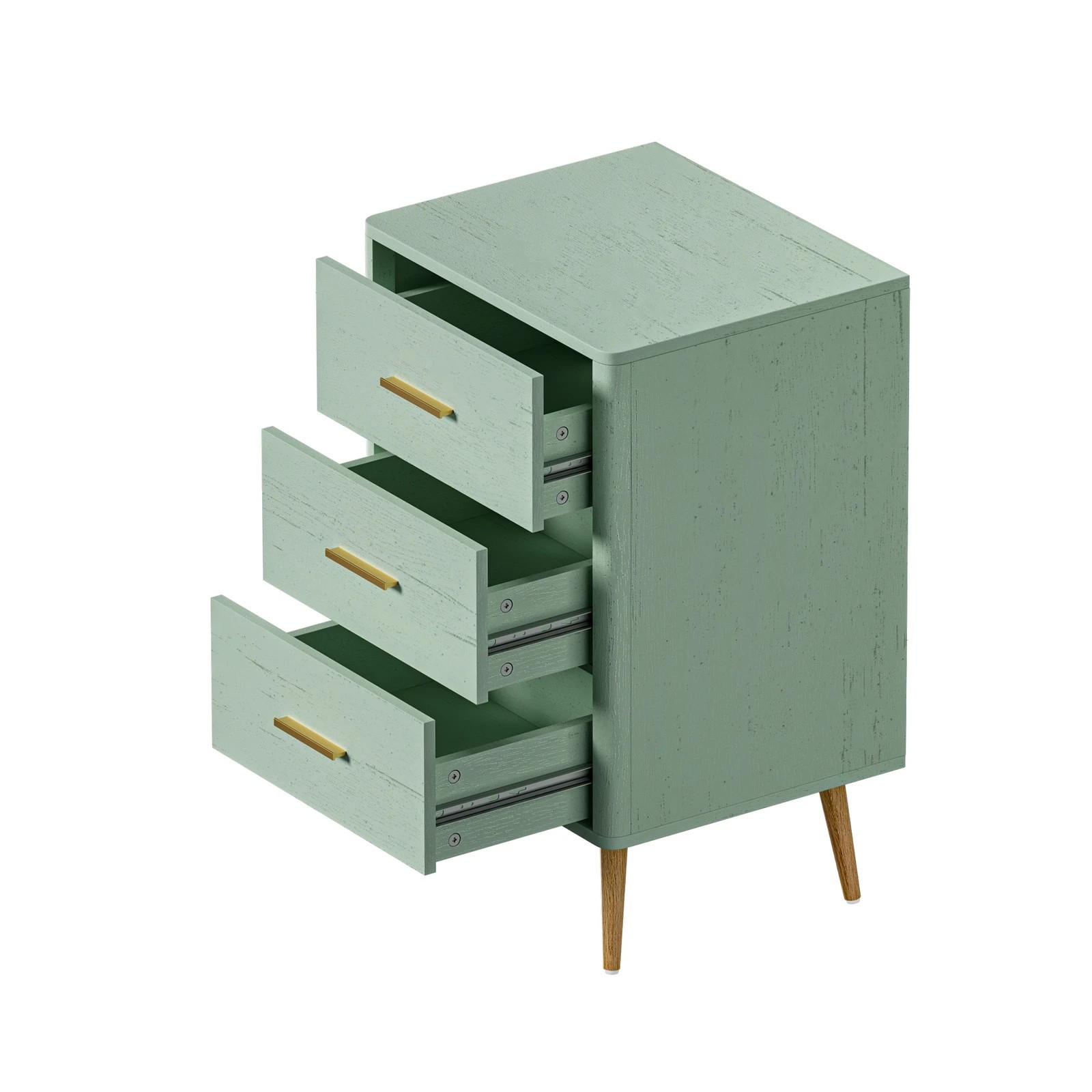 8 Oikiture 3 Chest Of Drawers Dresser Tallboy Storage Cabinet
 - Green, 8 of 10