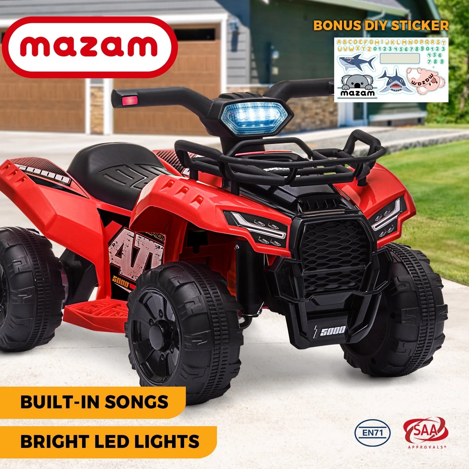 2 Mazam Ride On Car Electric Atv Bike Vehicle For Toddlers Kids Rechargeable
 - Red, 2 of 10