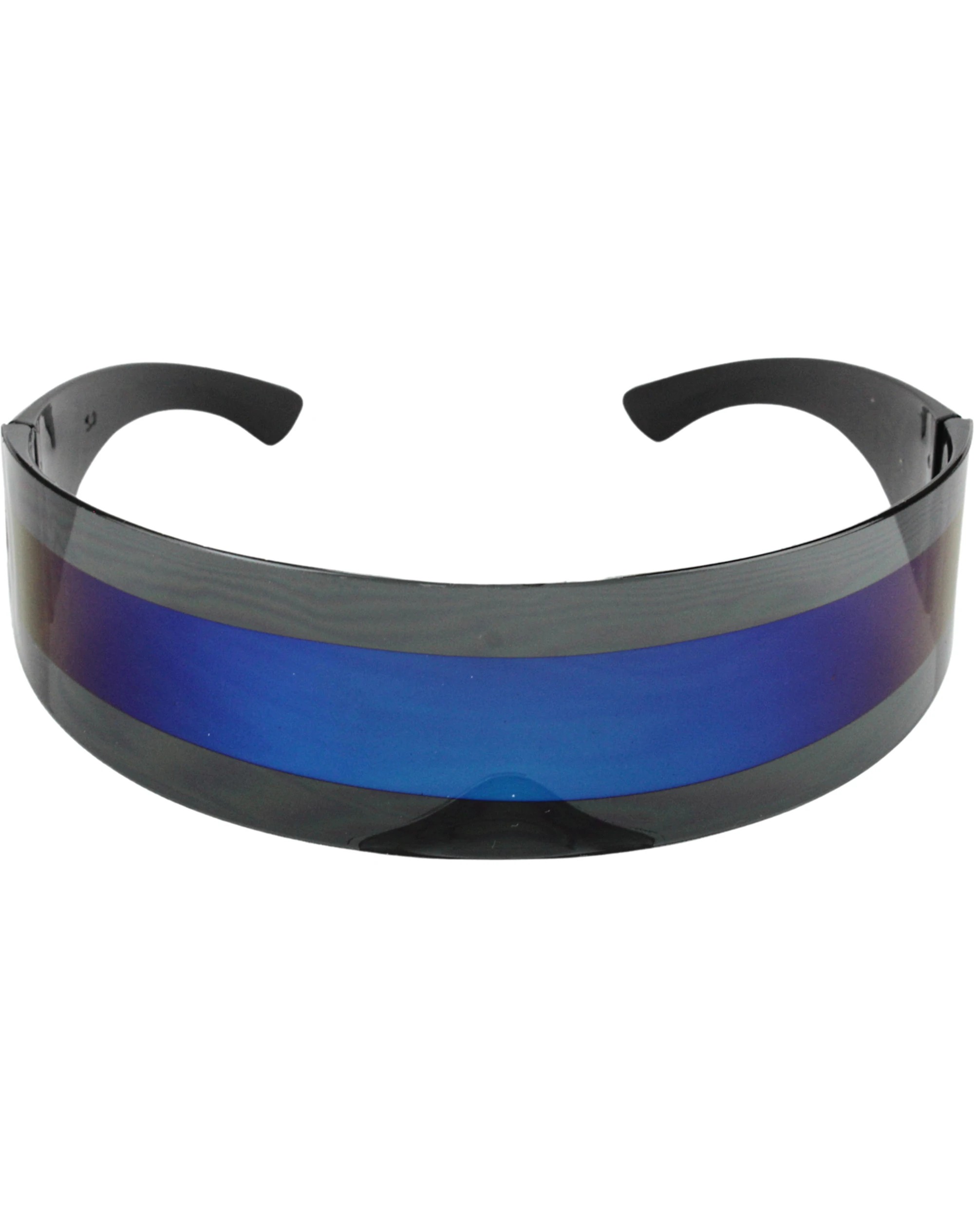 1 JD Party Futuristic Blue Mirror Wrap Glasses - One Size - Black, 1 of 4