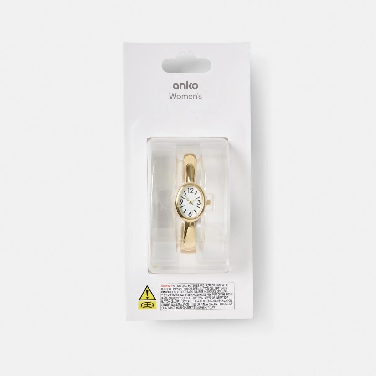 5 Womens Oval Metal Cuff Watch - Gold Tone Gold, 5 of 6