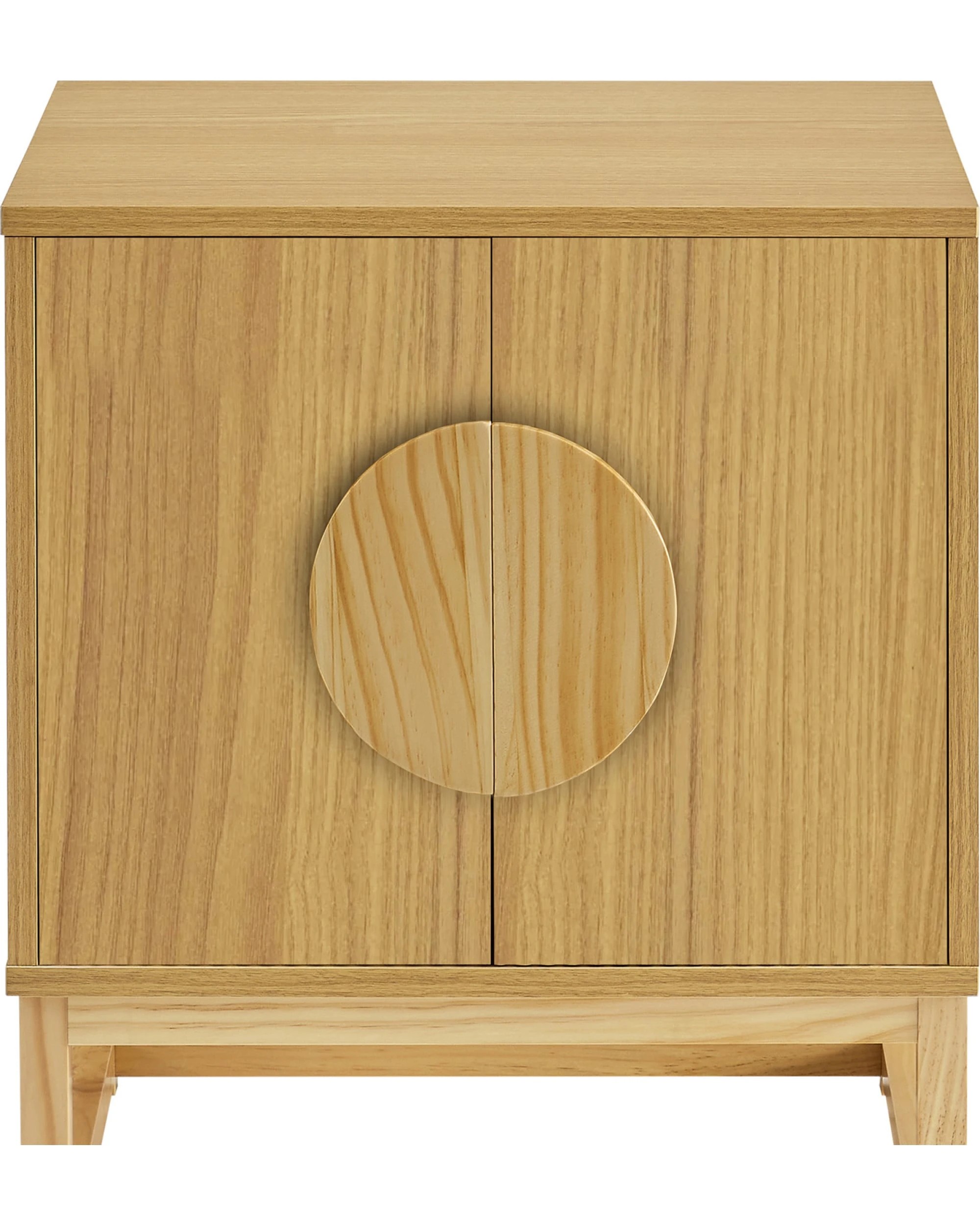 2 Sarantino Luca Bedside Table Split Door Night Stand Bed Side - Natural, 2 of 5