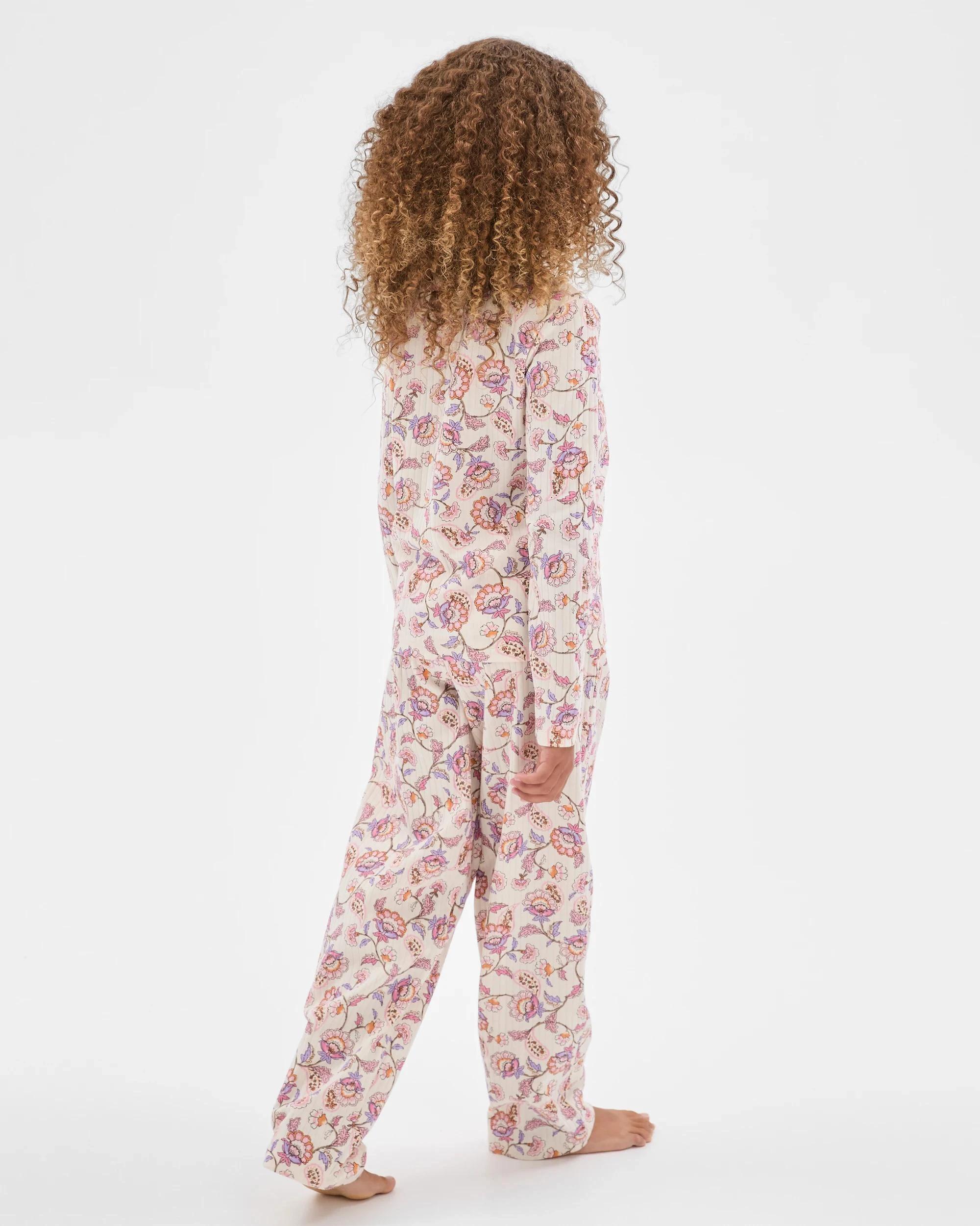 4 Target Kids Australian Cotton Older Girls Rib Pyjama Set FLORAL, 4 of 7