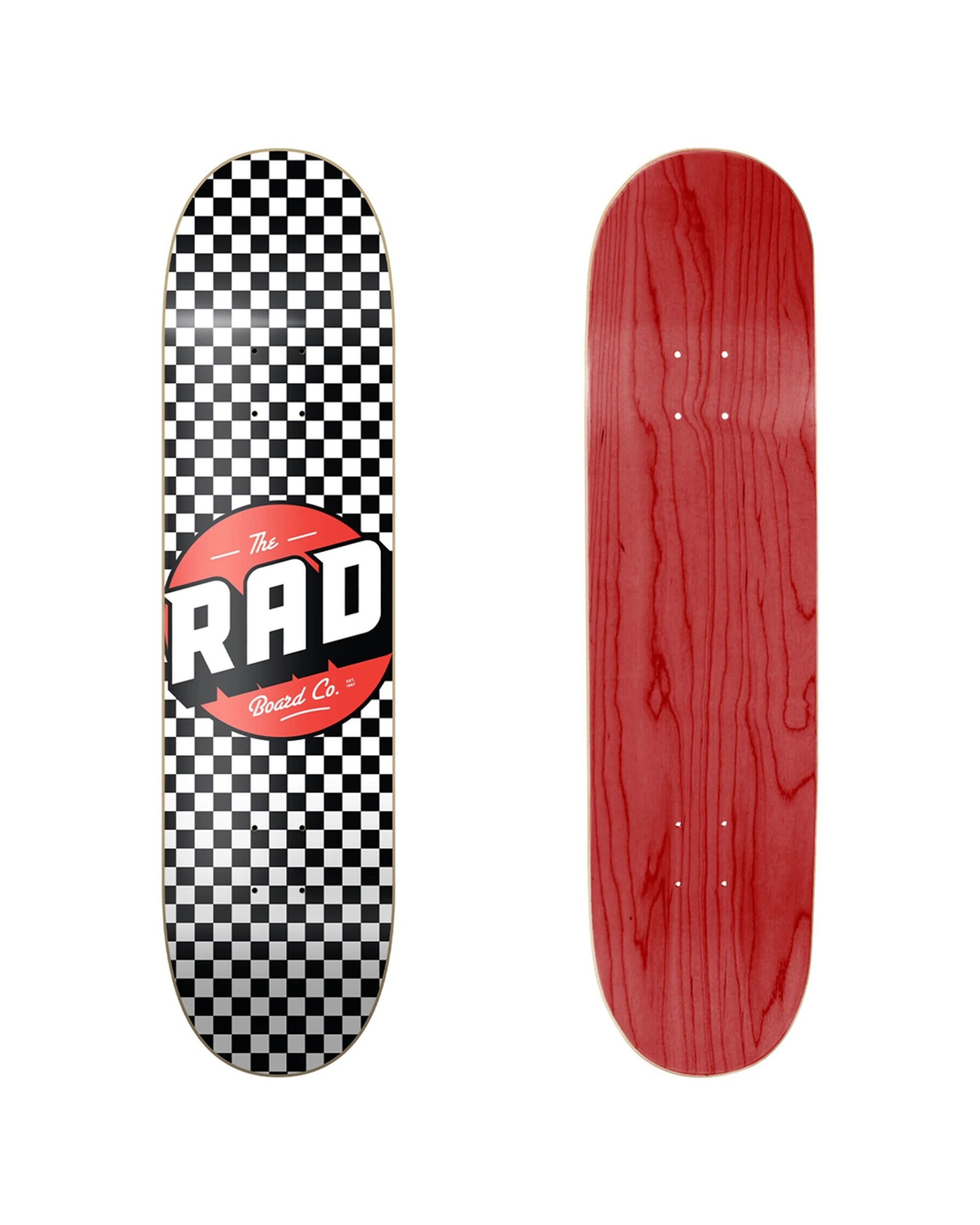 1 Rad Board Co Logo Skateboard Deck Checkers 7.75 Inch Deck Width - Pattern, 1 of 2