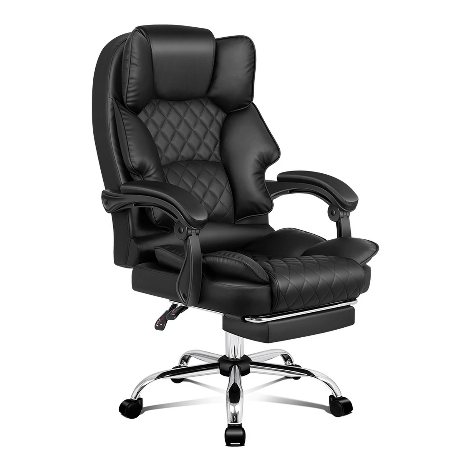 1 Alfordson Office Chair Gaming Executive Computer Racer PU Leather Seat Recliner - Black, 1 of 10