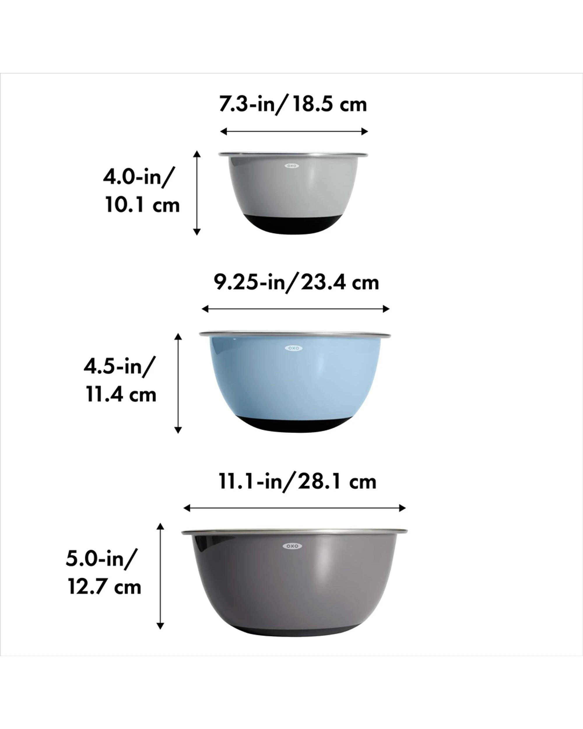 4 Oxo 3pc Good Grips Insulated Mixing Bowl Set Stainless Steel Non Slip Base - Silver, 4 of 8