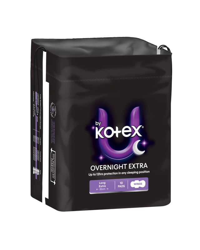 U by Kotex 10 Pack Extra Overnight Pads with W