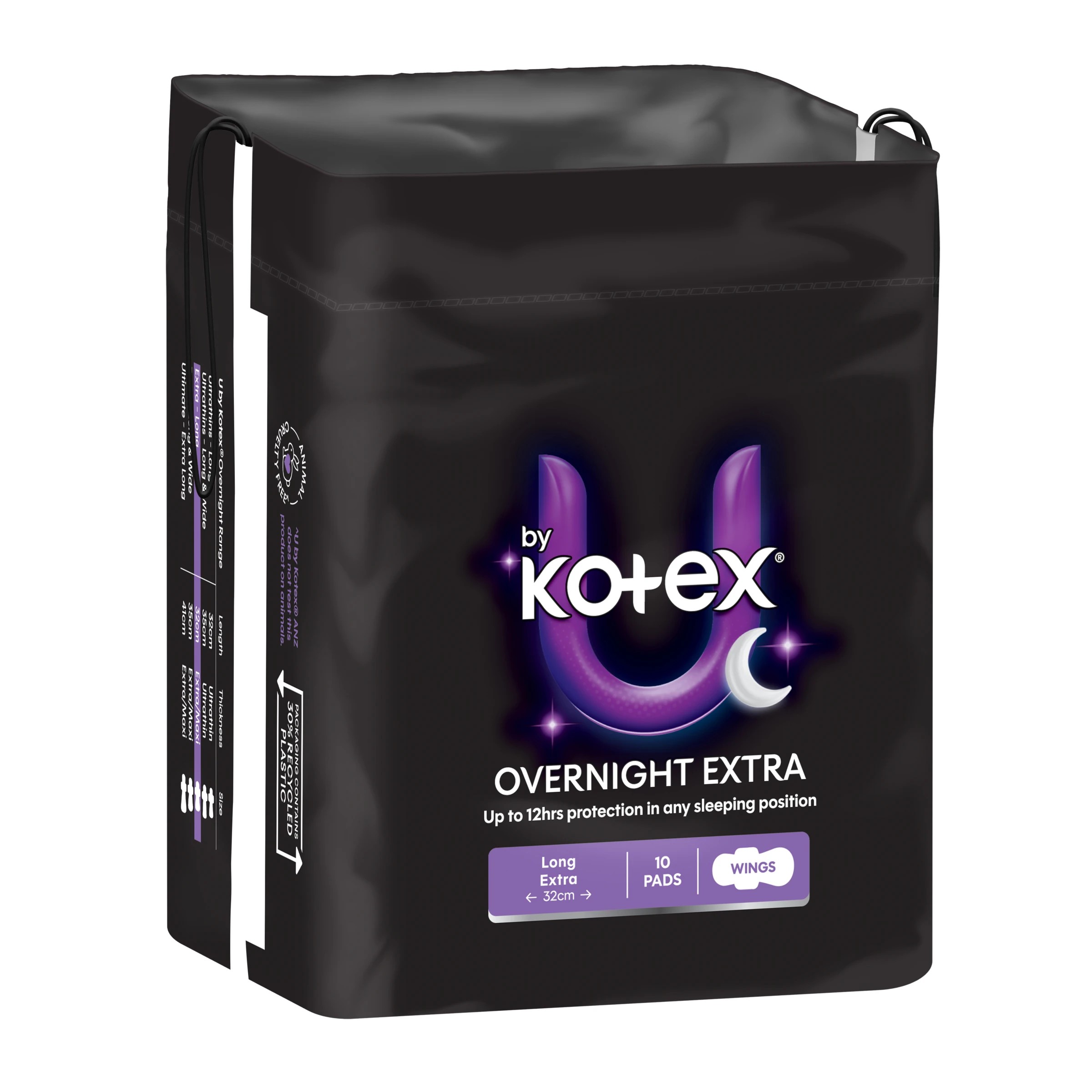 1 U by Kotex 10 Pack Extra Overnight Pads with Wings, 1 of 10