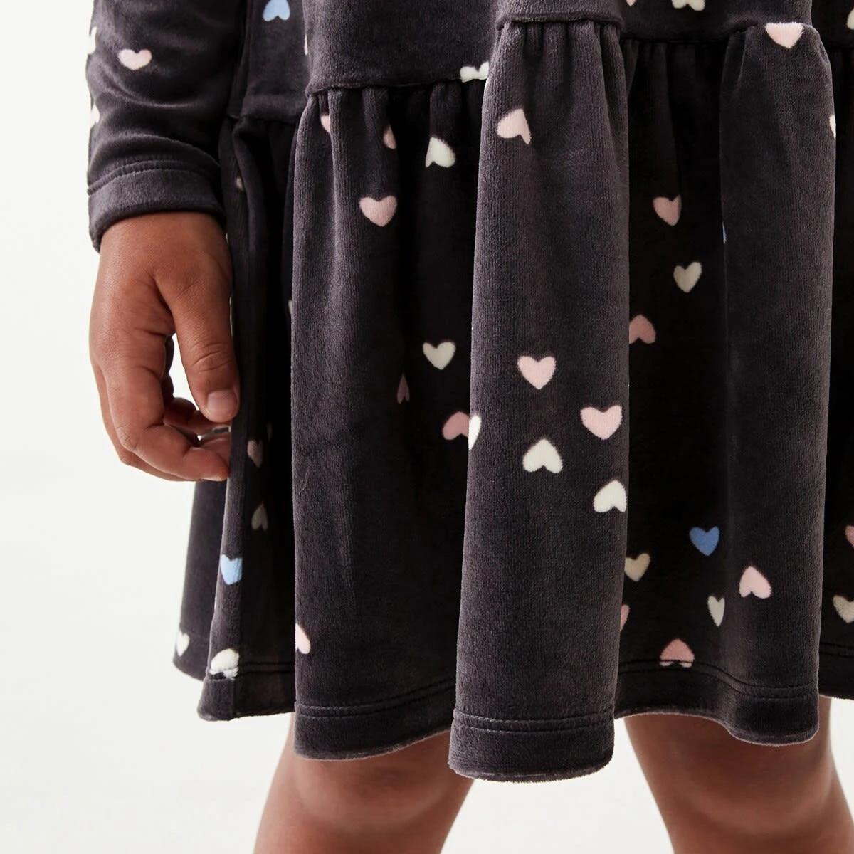4 Long Sleeve Velour Tier Dress Hearts, 4 of 9