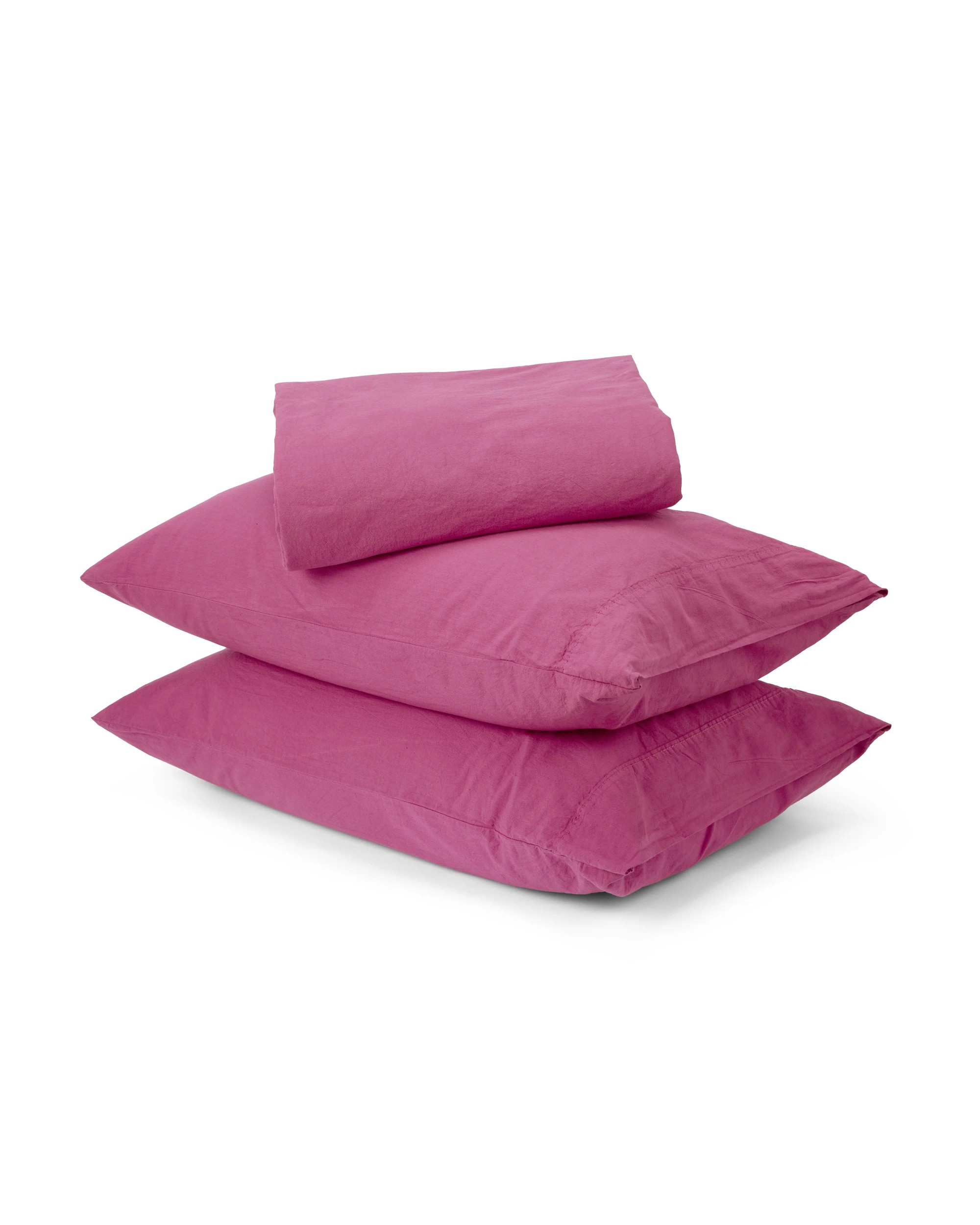 1 Stonewashed Cotton Sheet Set - Queen Bed, Berry, 1 of 5