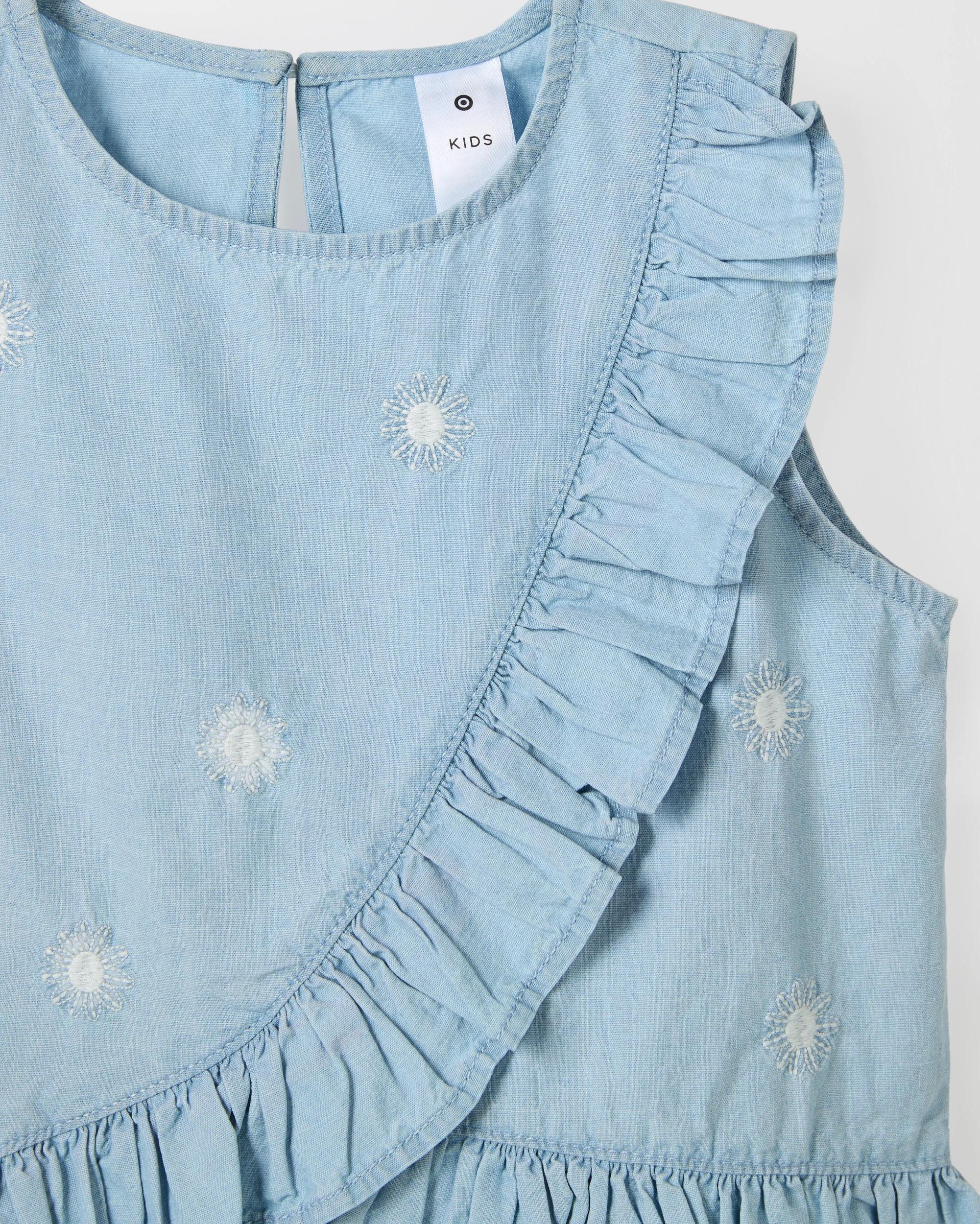 5 Target Woven Cross Front Frill Top MID WASH, 5 of 8