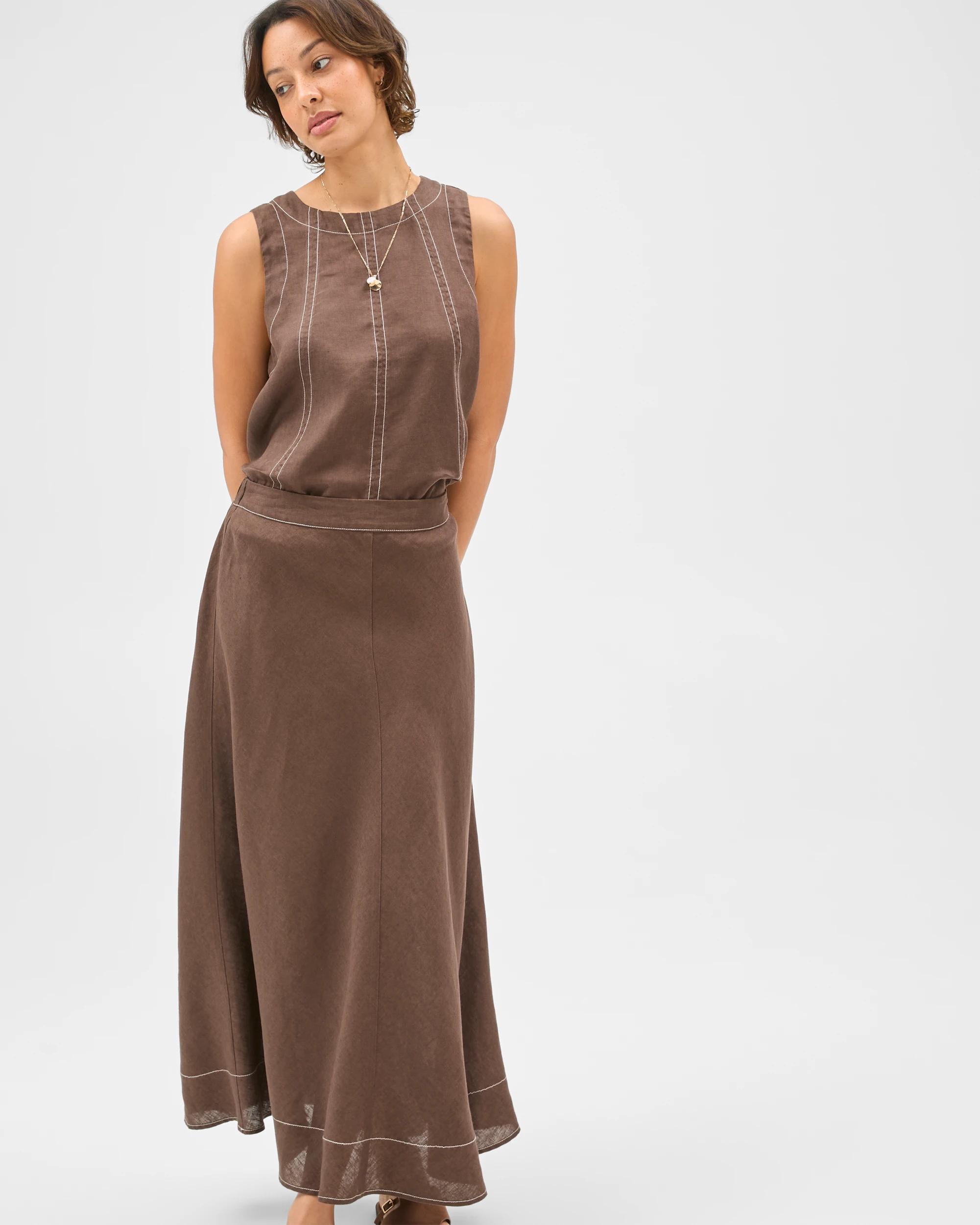 5 Target Woman European Linen Seam Detail Midi Skirt COFFEE BEAN, 5 of 7