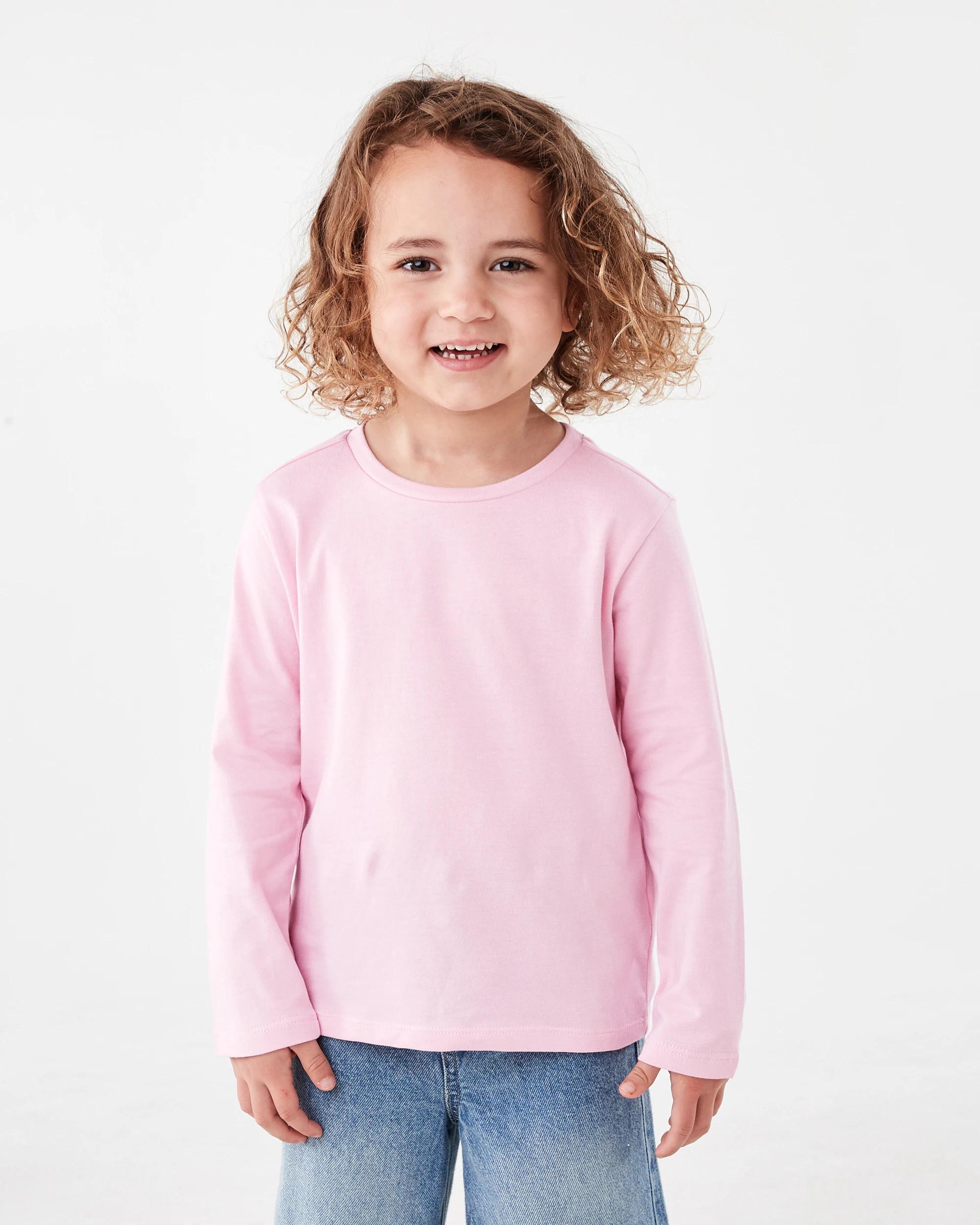 1 Long Sleeve Plain T-shirt Berry Pnk, 1 of 6