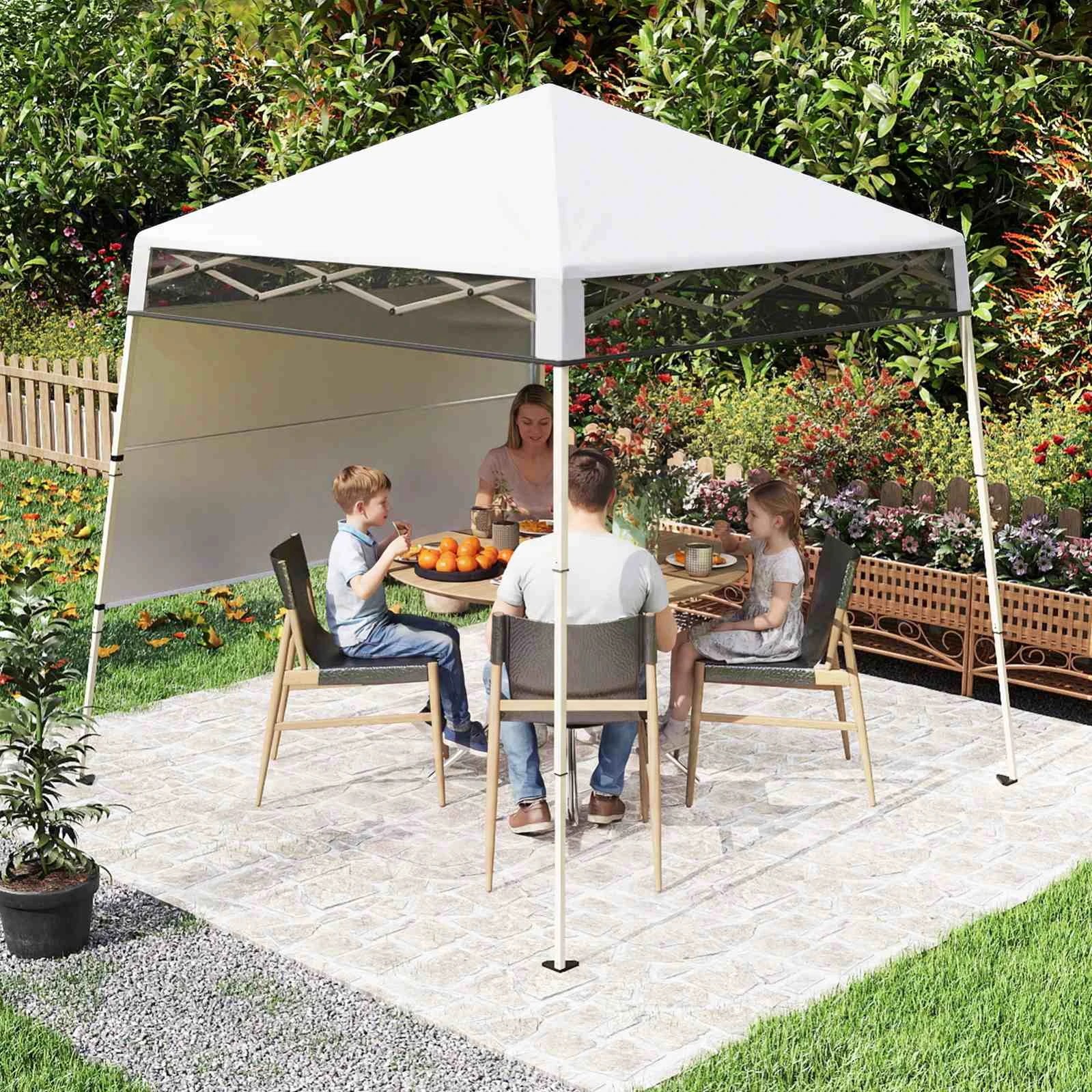 3 Costway 2.1x2.1M Pop Up Canopy Tent Sun Shelter Center Lock Half Sidewall - White, 3 of 3