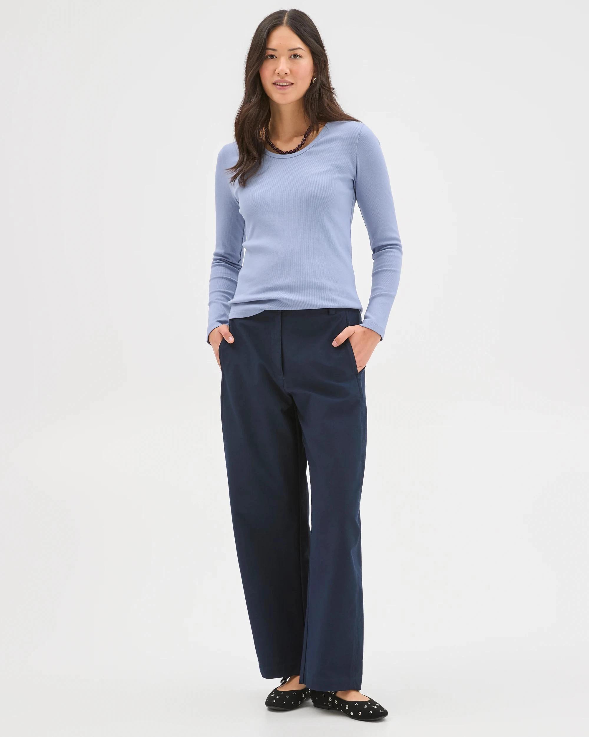 2 Target Woman Australian Cotton Long Sleeve Scoop Neck Rib T-Shirt BLUEBELL, 2 of 7