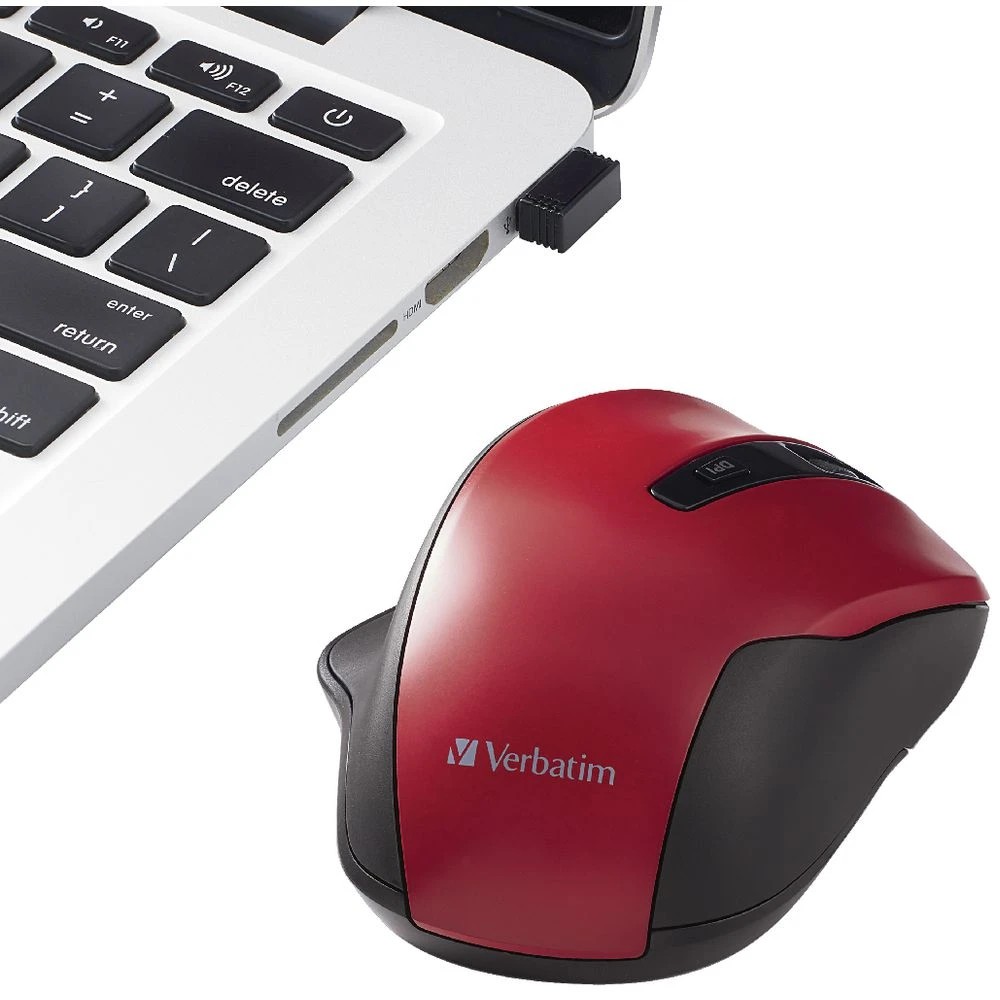 3 Verbatim Silent Ergonomic Wireless Mouse Red, 3 of 4