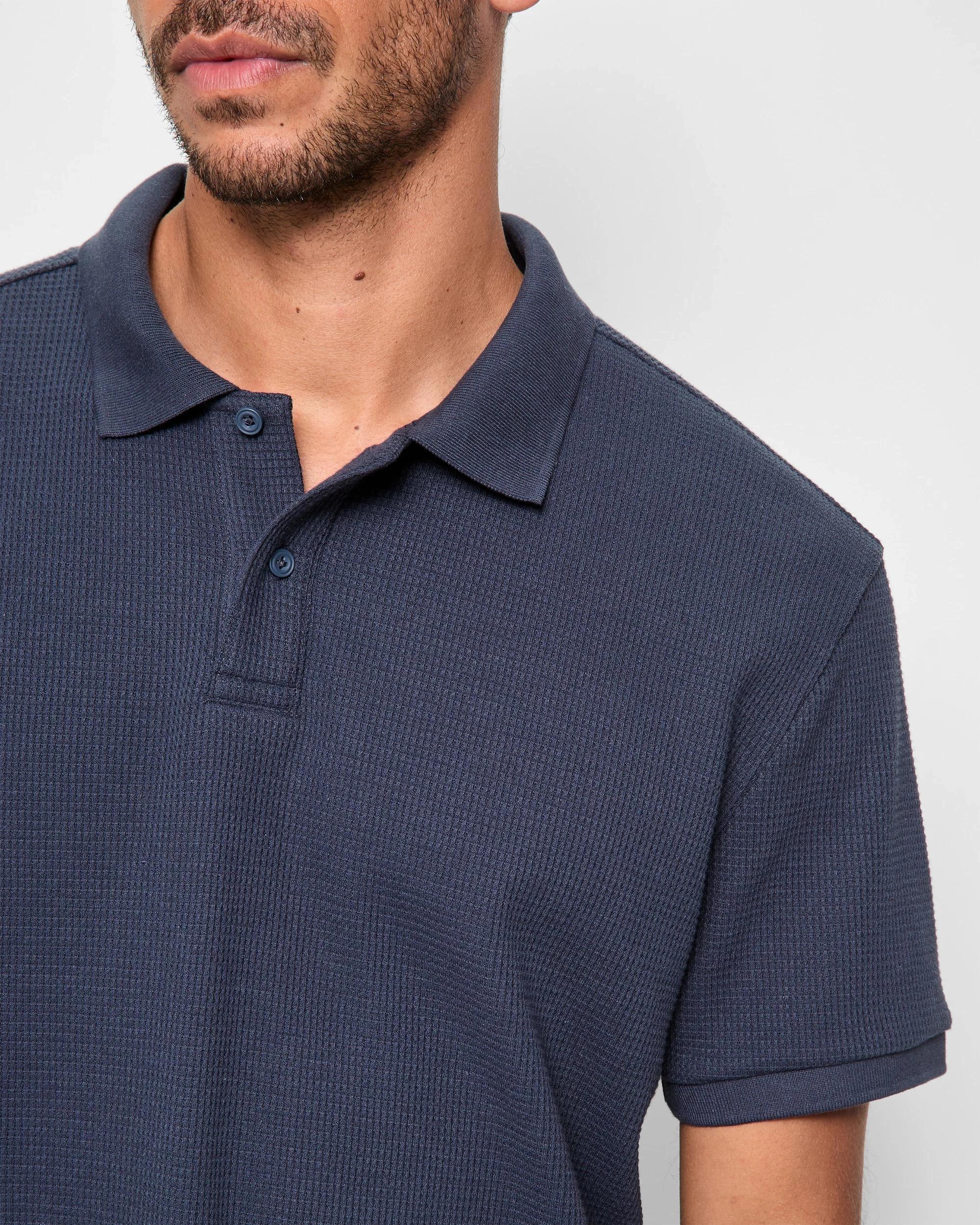 5 Target Australian Cotton Blend Waffle Polo T-Shirt DARK NAVY, 5 of 5