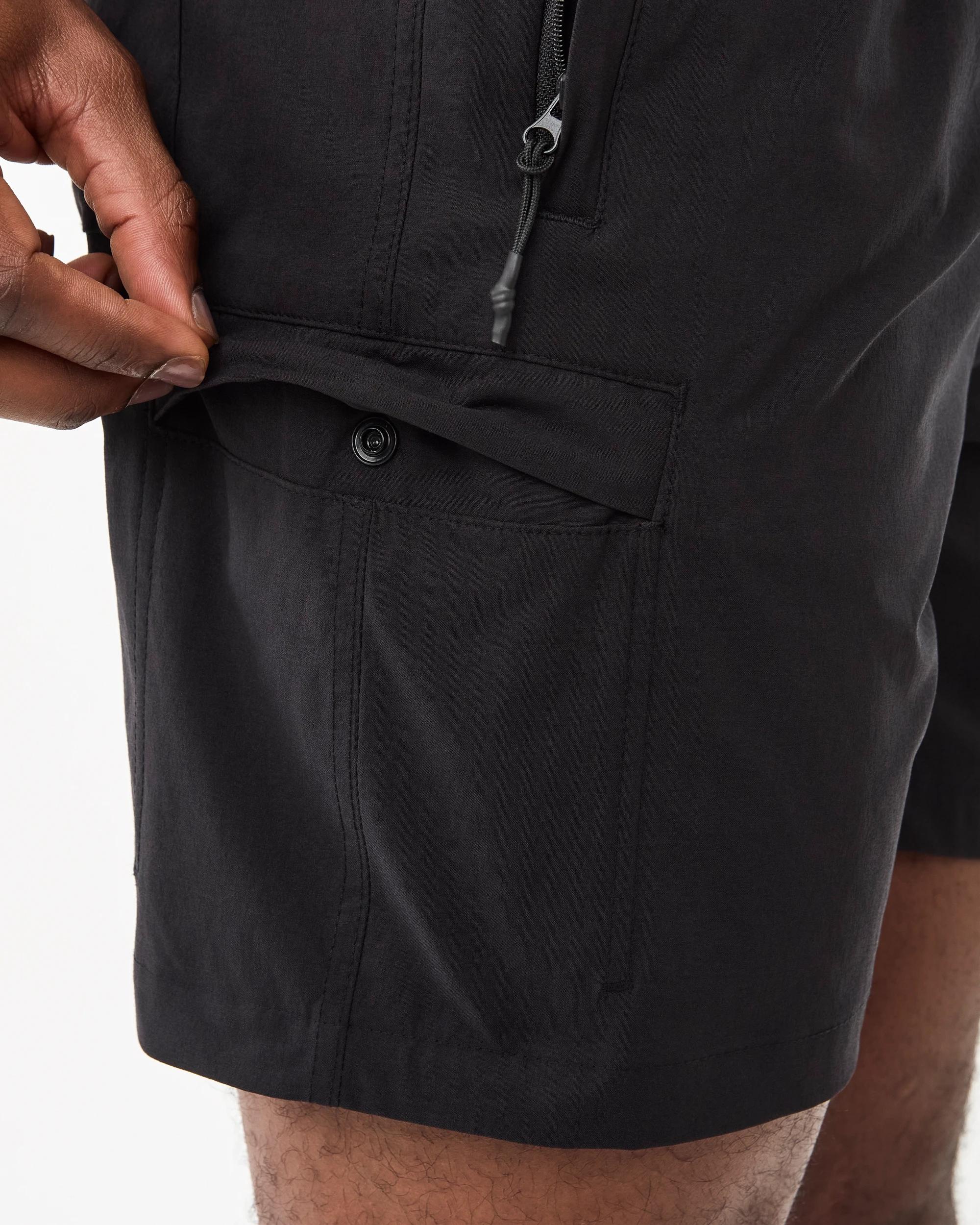 6 Active Mens Everyday Cargo Shorts Black, 6 of 7