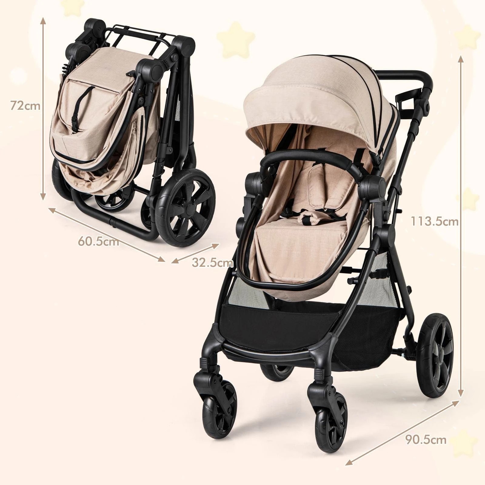 2 Costway Convertible Pram Folding Stroller, 2 of 2