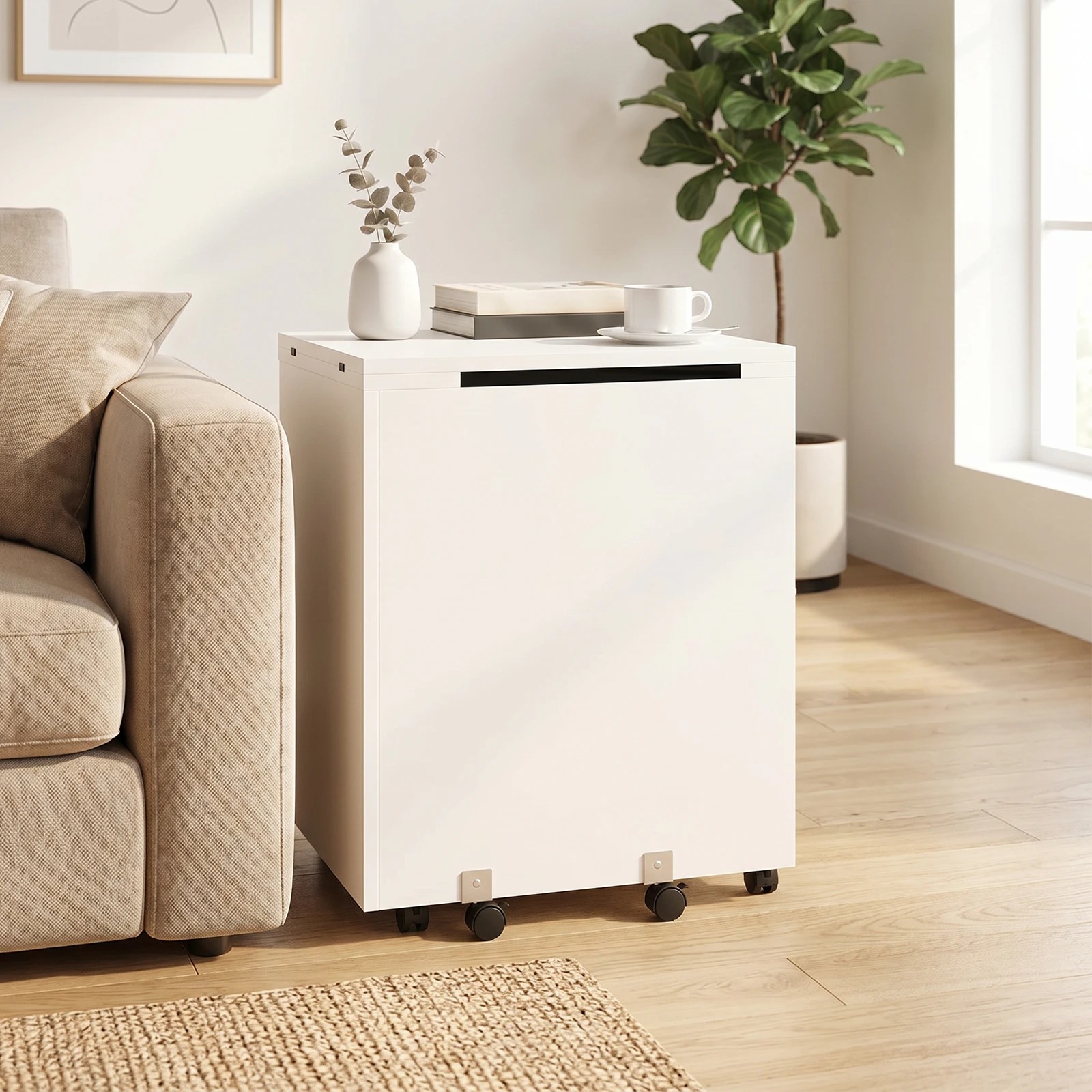 8 Advwin Folding Sewing Table with Adjustable Platform Lockable Wheels Thread Rack Storage Bin Shelf - White, 8 of 9