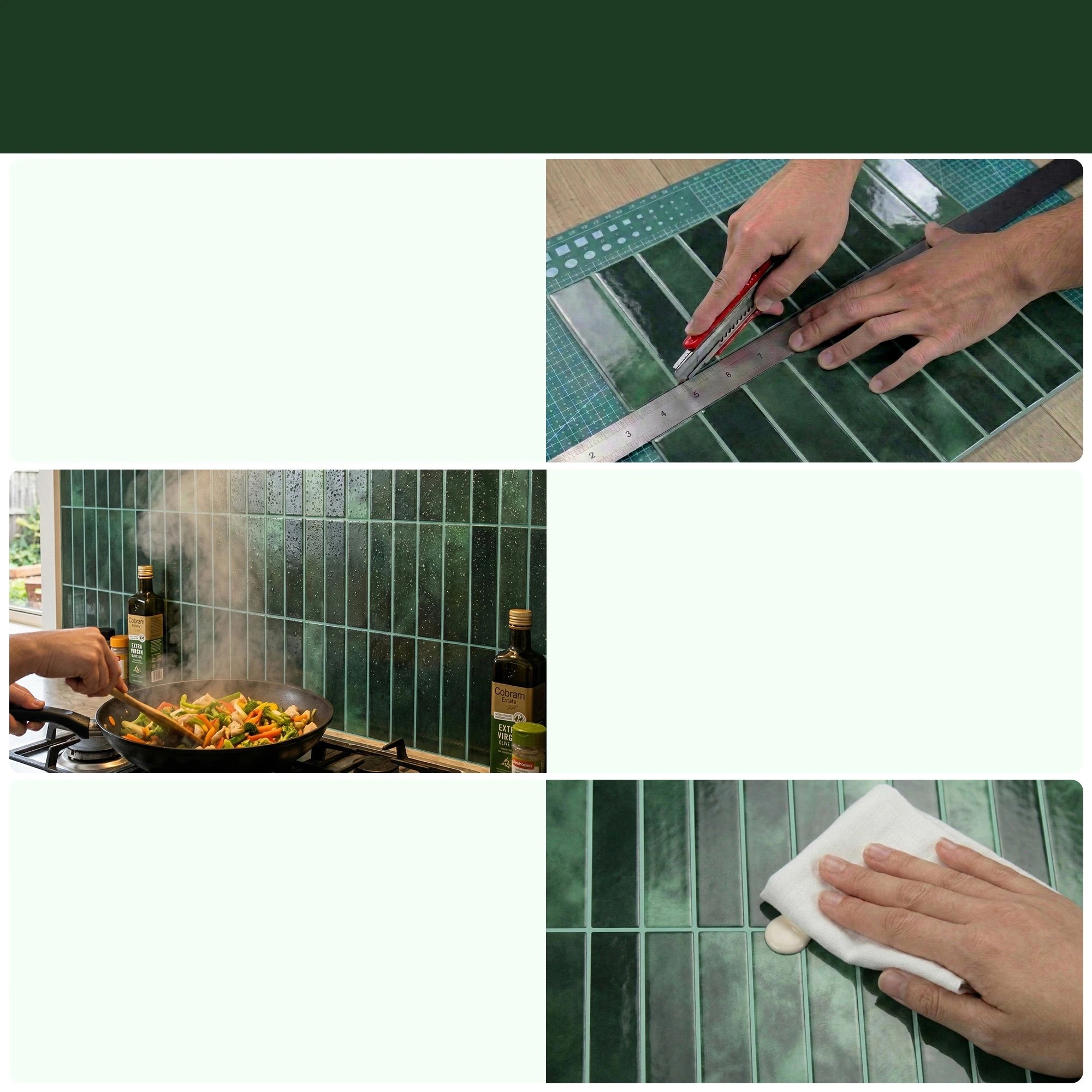 6 Artiss 3D Peel and Stick Wall Tiles Self Adhesive LinearGrid Backsplash 10 - Green, 6 of 8