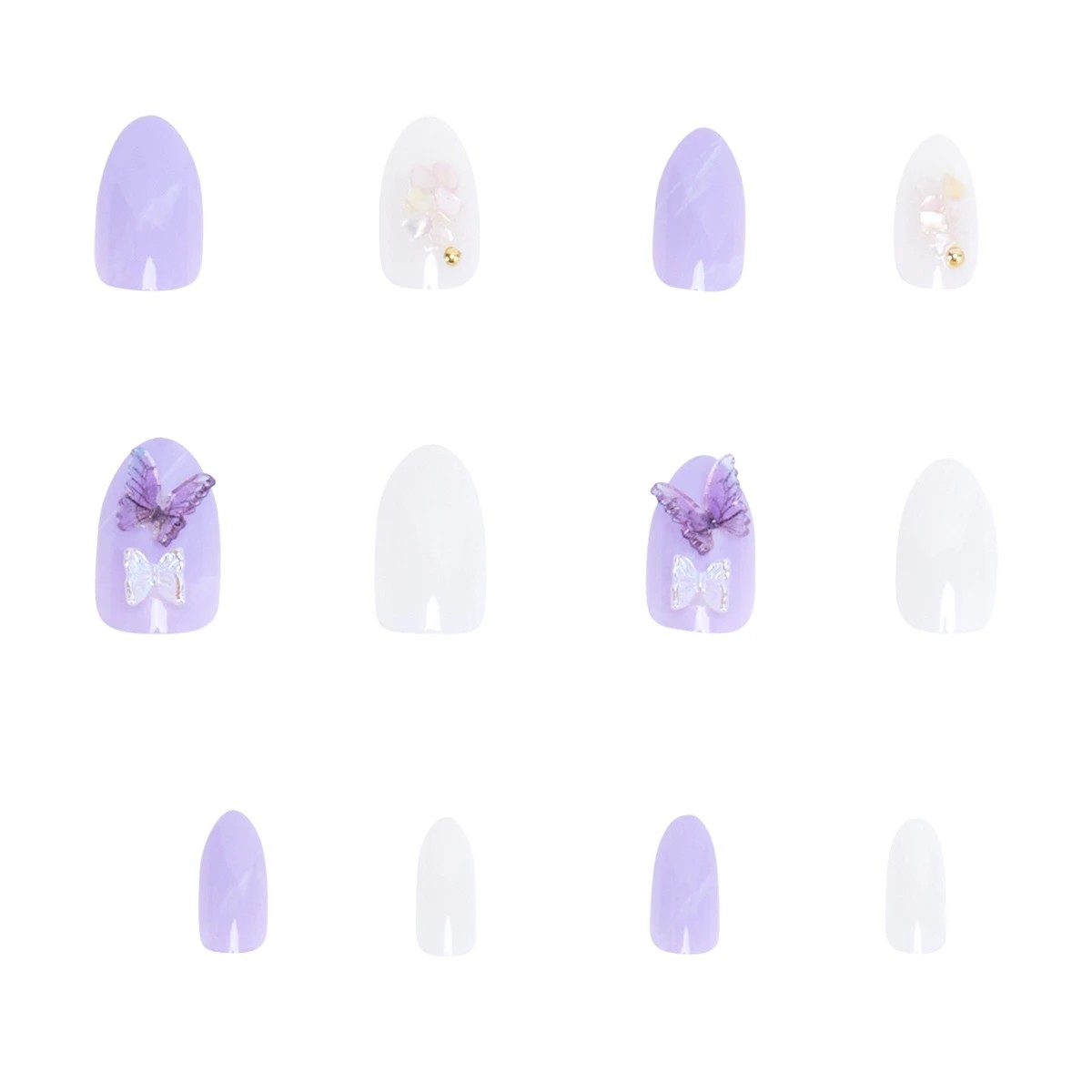 5 OXX Cosmetics 24 Pack Artificial Nails with Adhesive - Almond Shape, Butterfly, 5 of 5