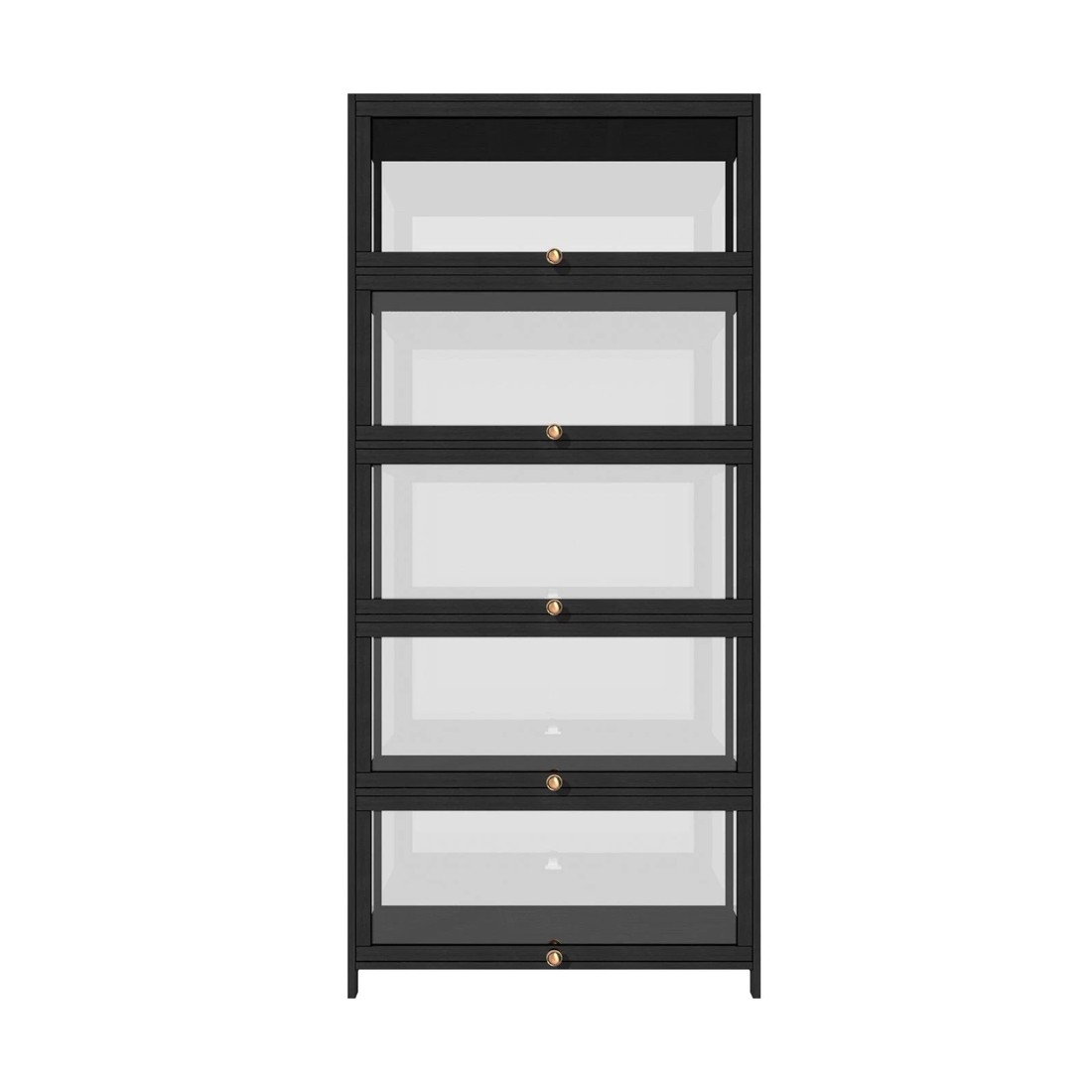5 Oikiture Display Cabinet Storage 5-tier Shelves Clear Bookcase Stand Rack
 - Black, 5 of 9