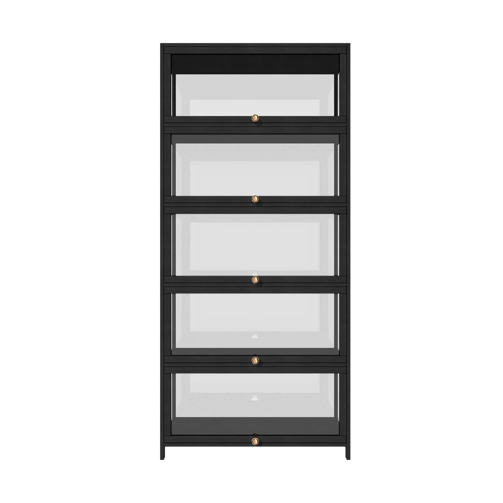 5 Oikiture Display Cabinet Storage 5-tier Shelves Clear Bookcase Stand Rack
 - Black, 5 of 9