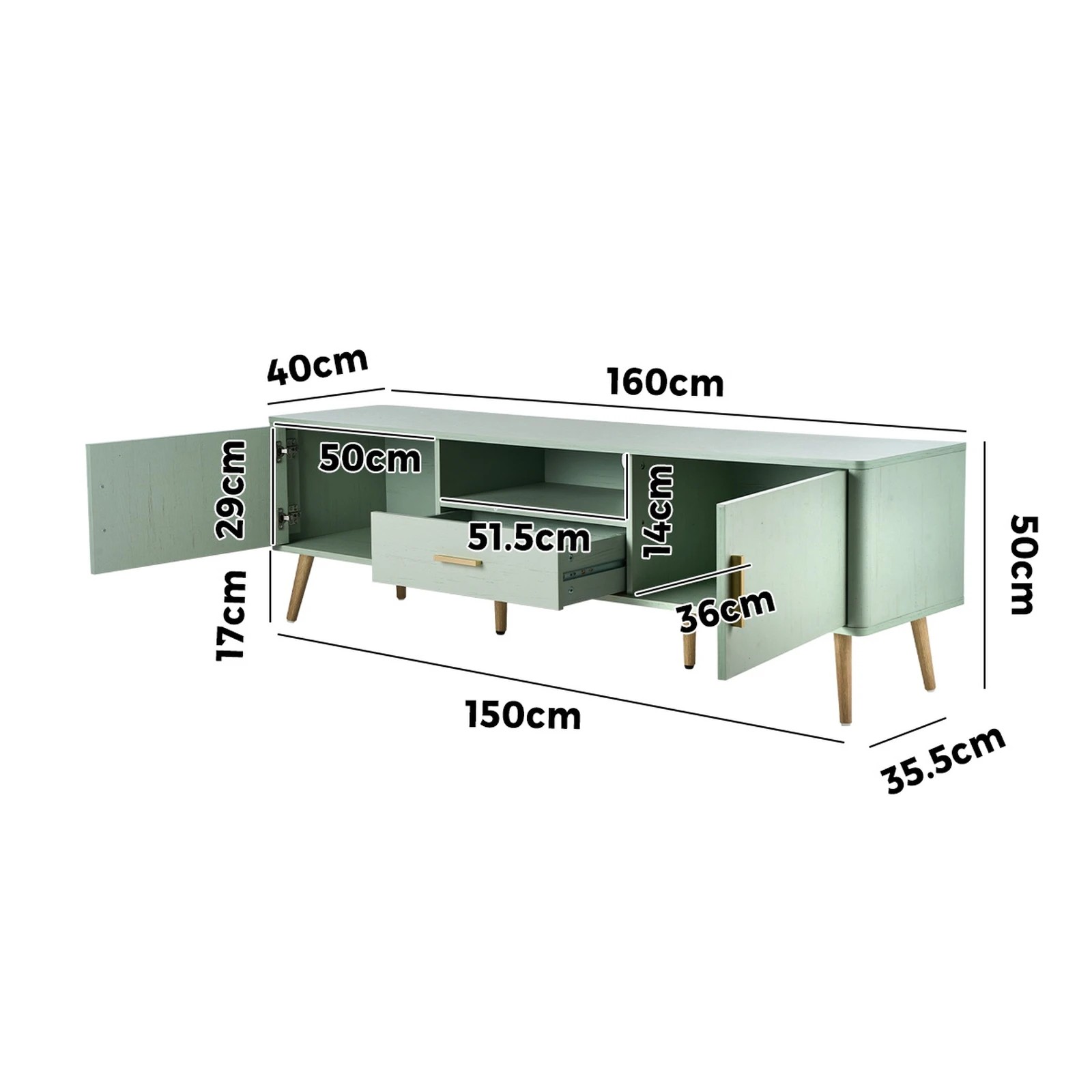 7 Oikiture Entertainment Unit 160cm
 - Green, 7 of 8