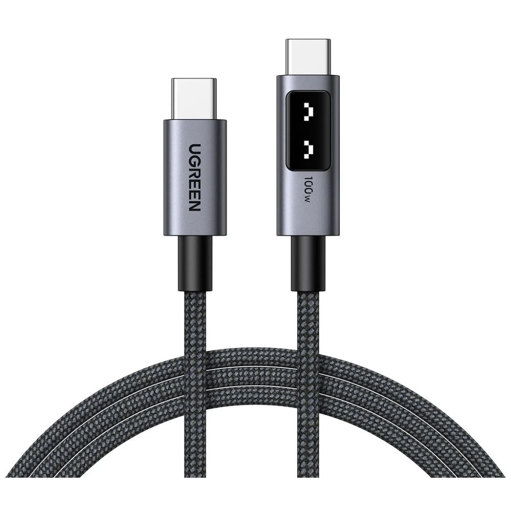 2 UGREEN USB-C 5A/100W Braided Cable with Display 1M Space Grey, 2 of 5