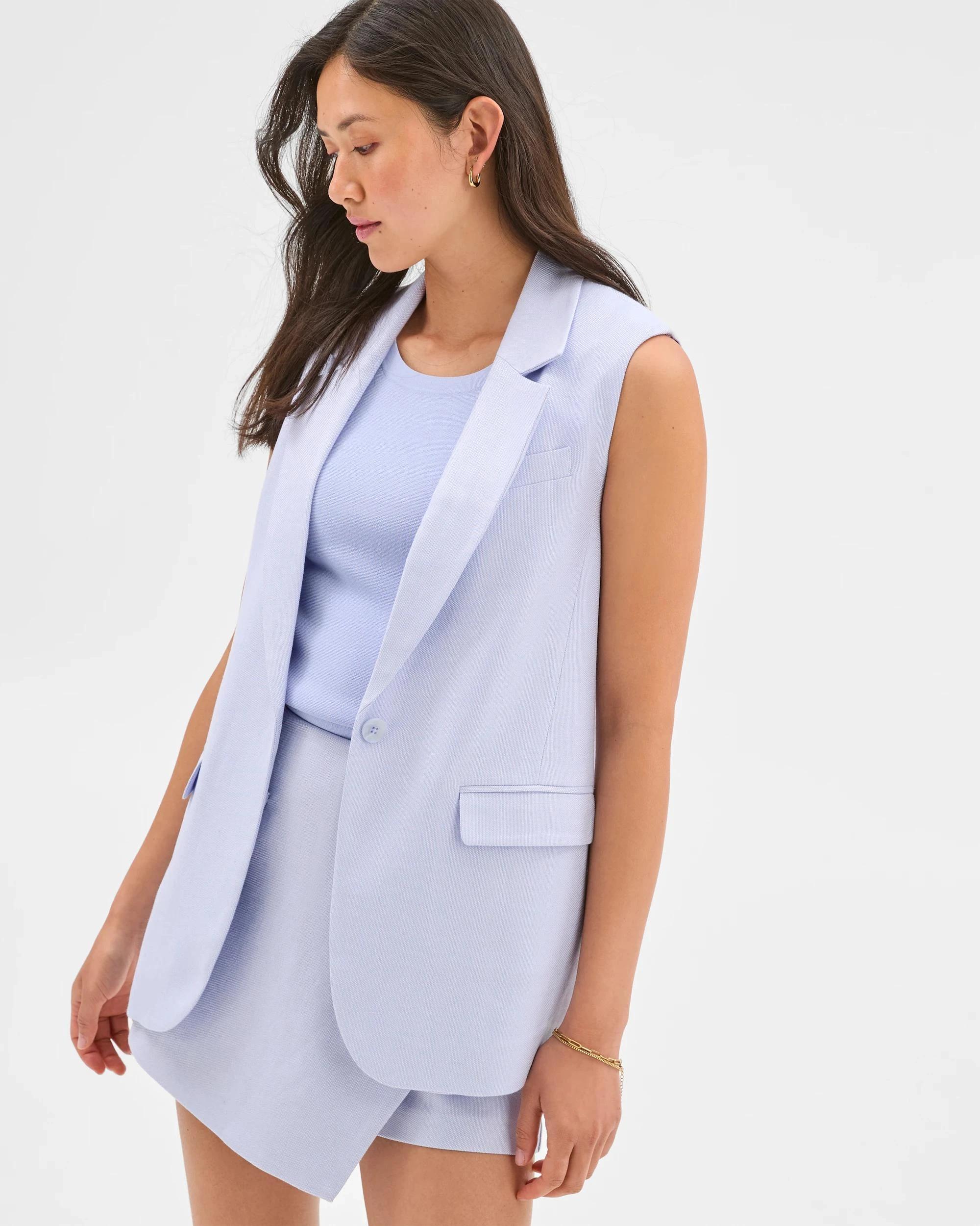 4 Textured Sleeveless Blazer - Preview BABY LAVENDER, 4 of 6