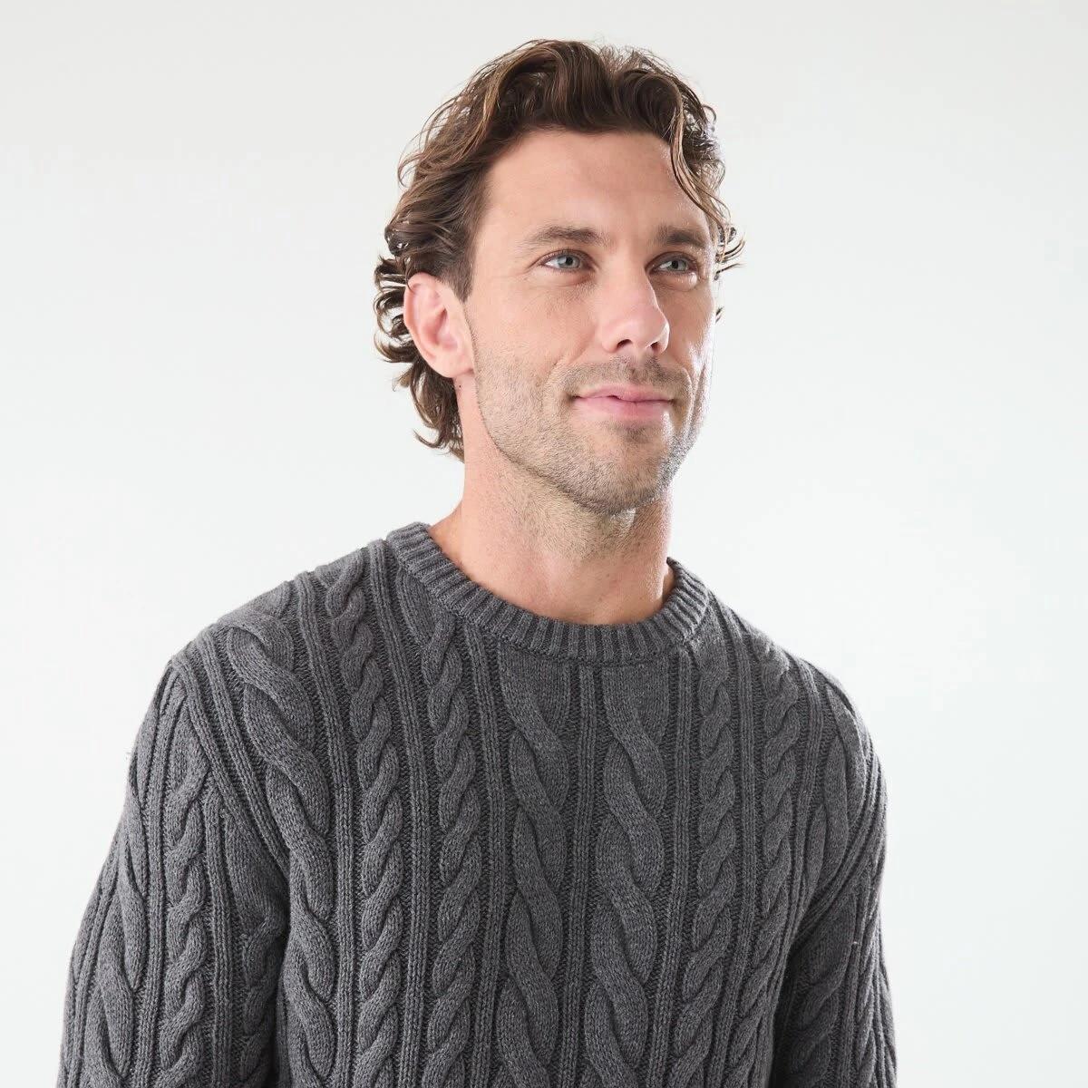 4 Cable Knit Jumper Gry Chmrle, 4 of 5