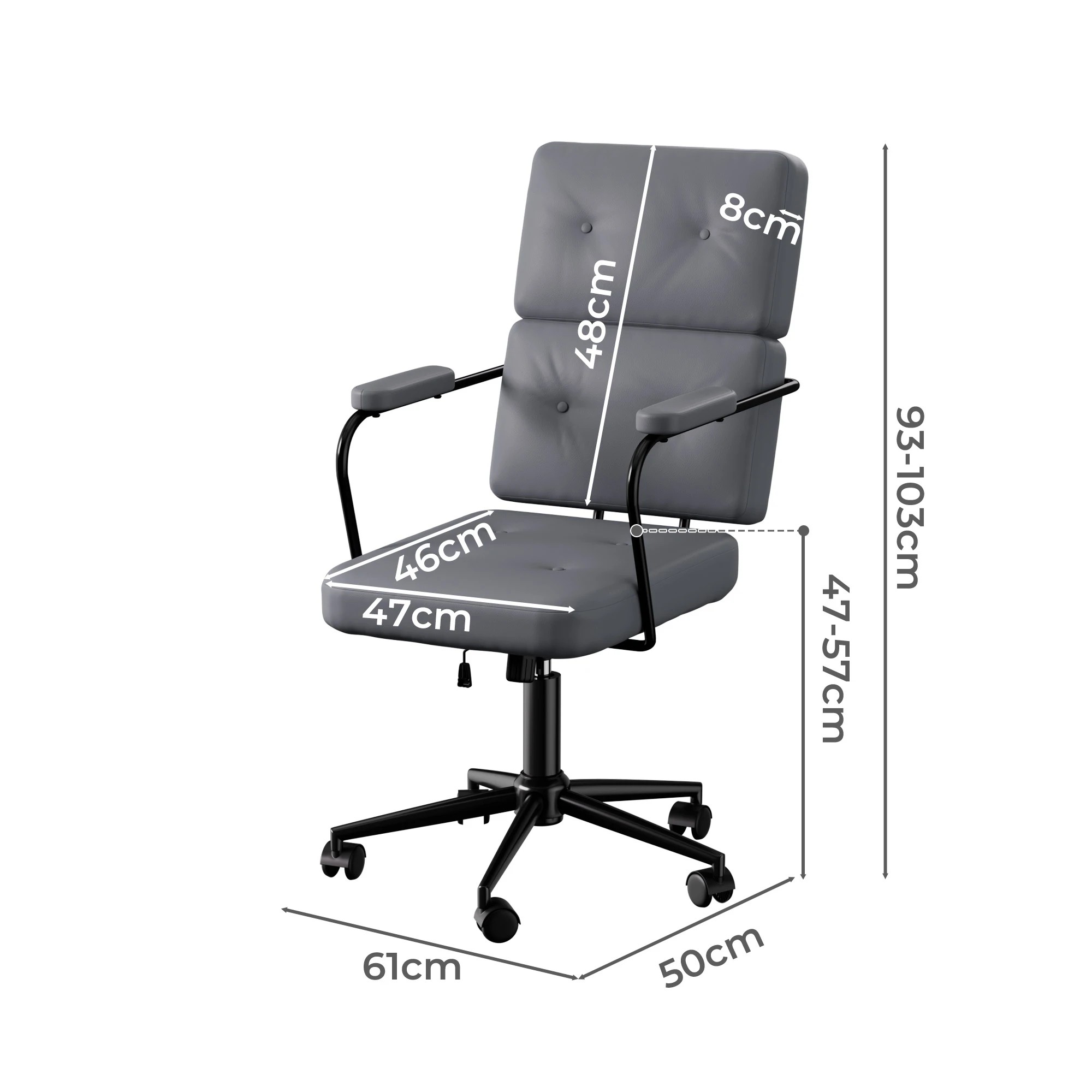 3 Levede Leather Office Chair - Grey, 3 of 7