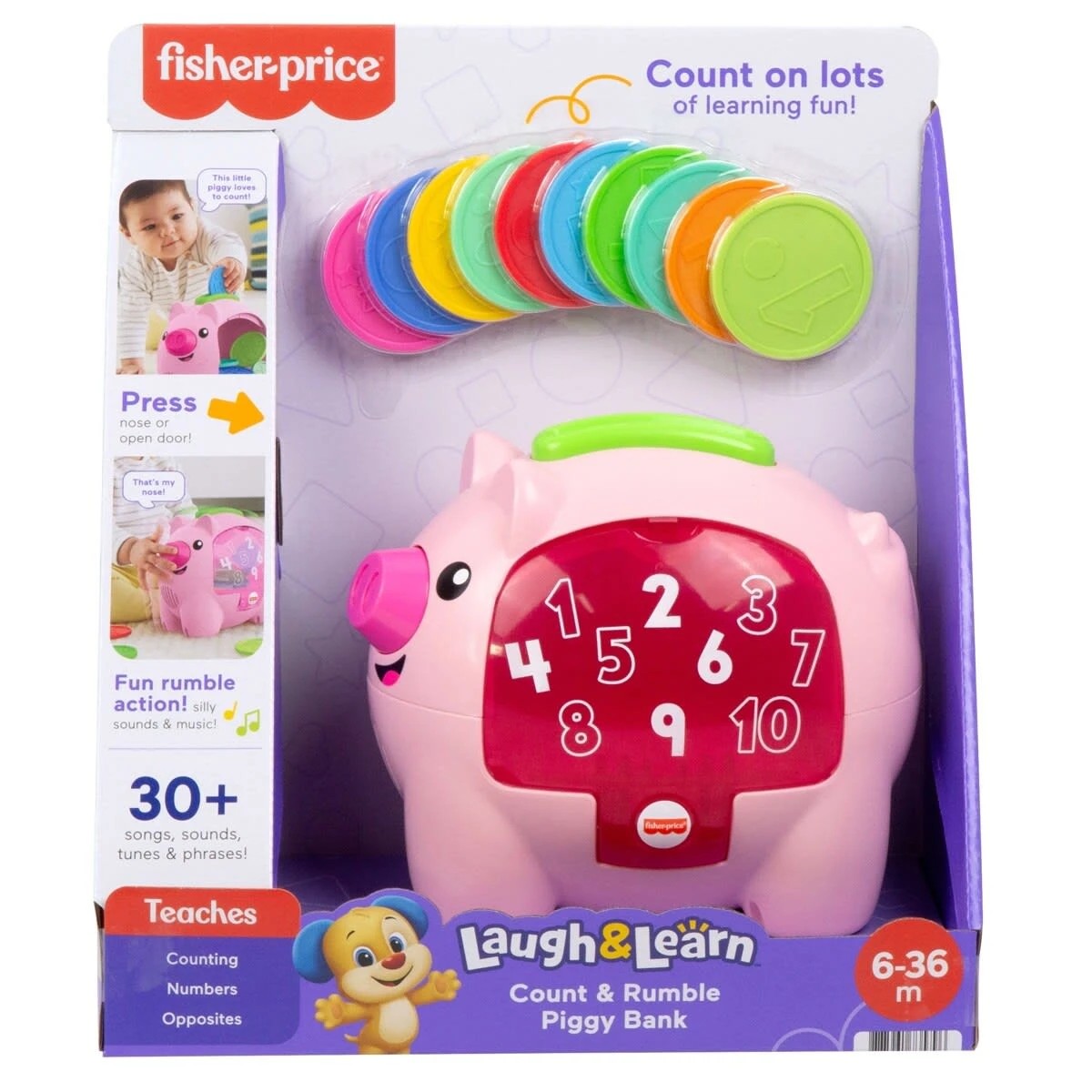 1 Fisher-Price Laugh and Learn Count and Rumble Piggy Bank, 1 of 8