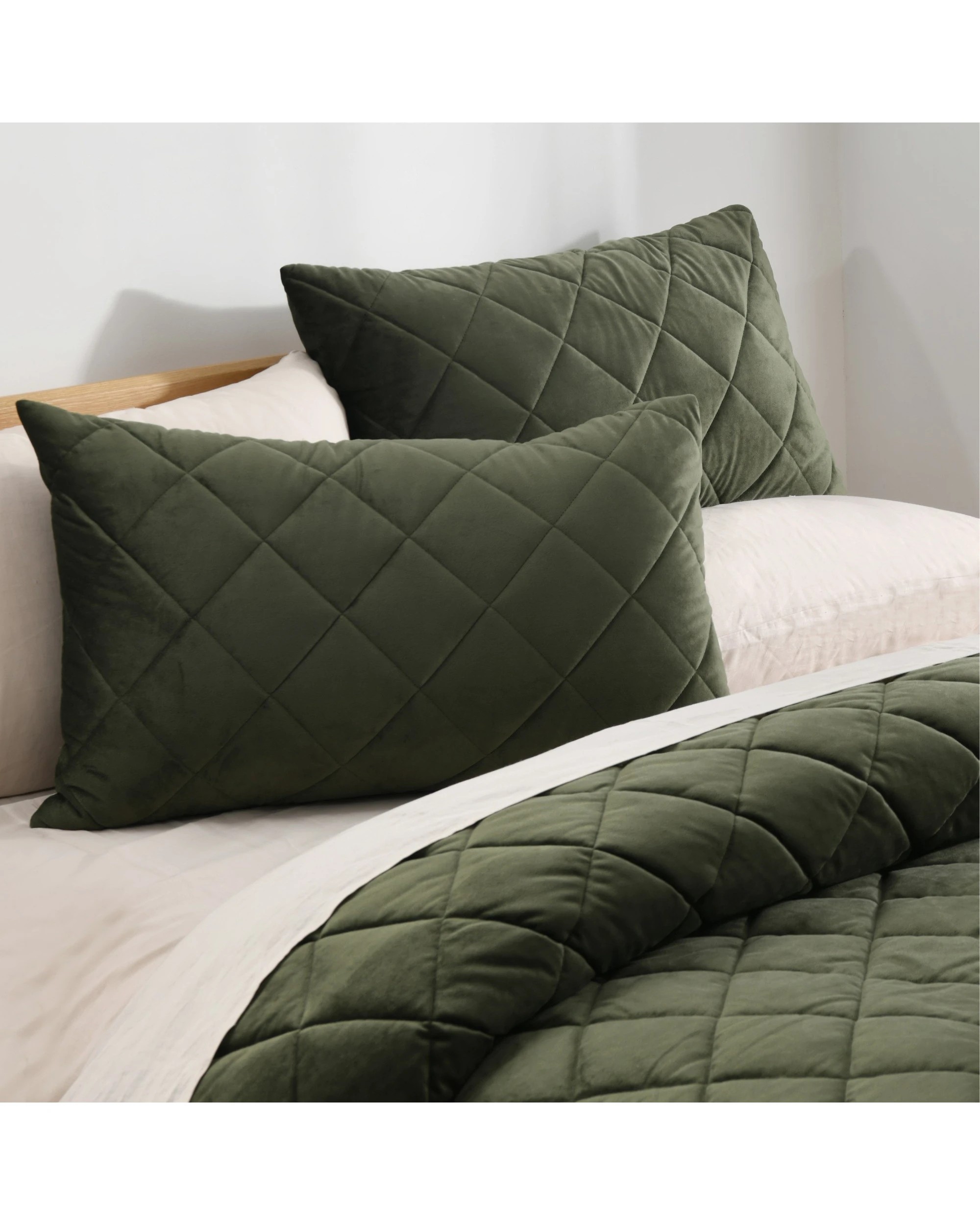3 Dreamaker Haven Quilted Quilt Cover Set - Queen Bed - Olive, 3 of 9