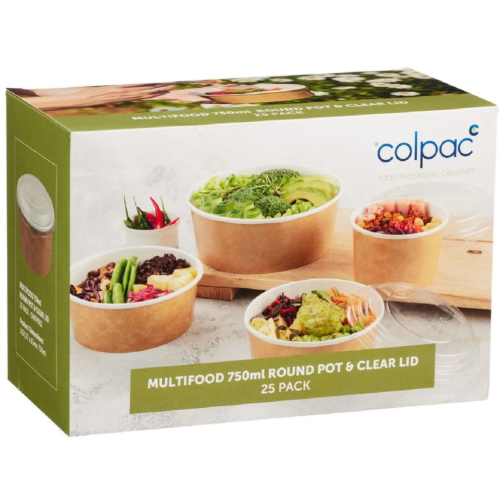 1 Colpac Multifood Round Pot and Lid 750ml 25 Pack, 1 of 4