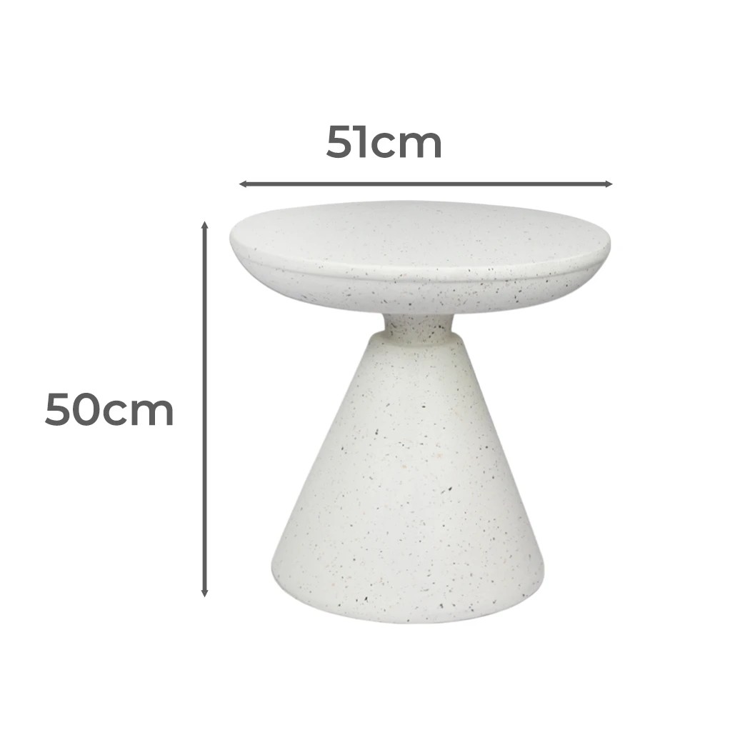 3 Levede 51x51x48.5cm Terrazzo Side Table Stool White, 3 of 8