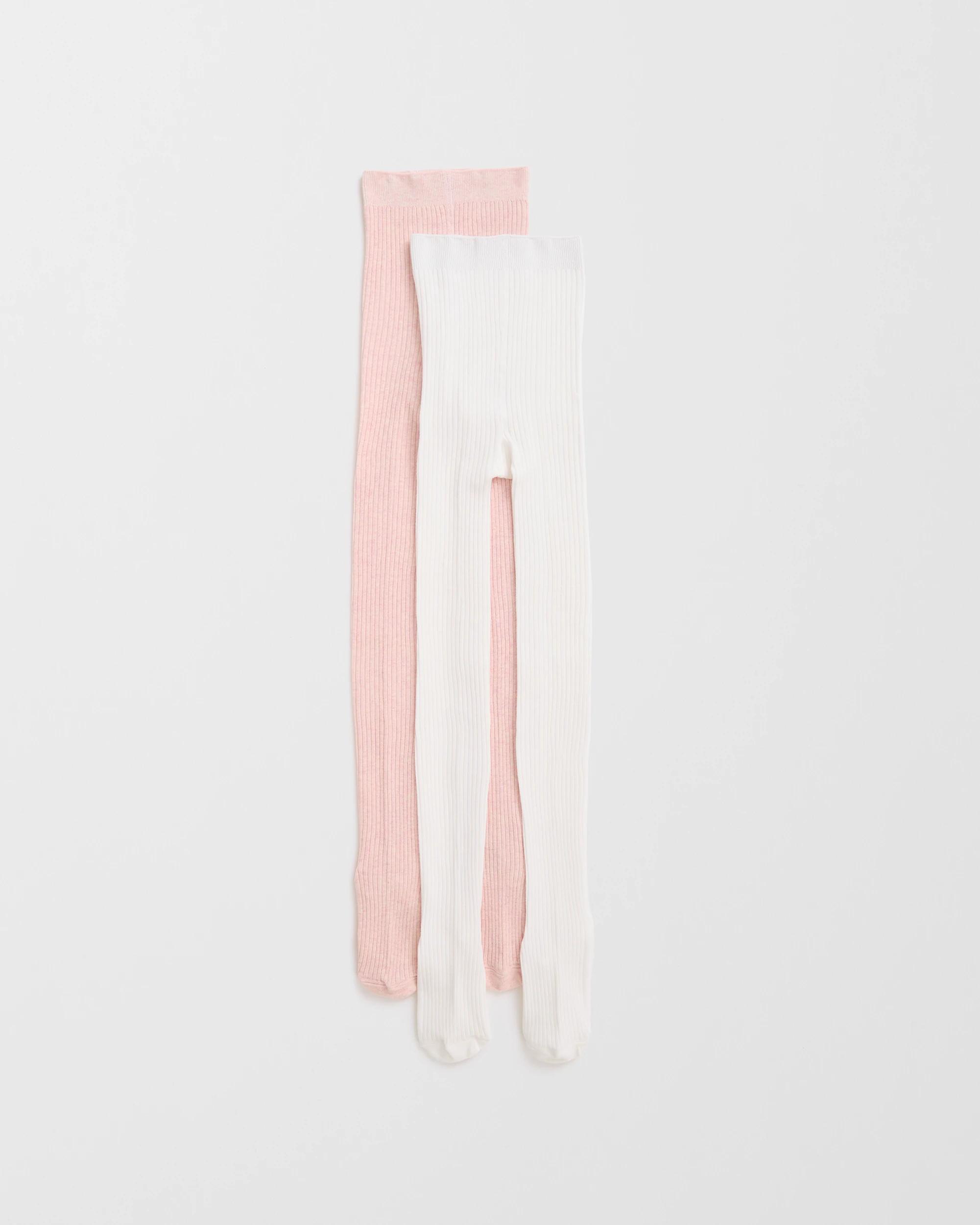 1 Maxx Australian Cotton Blend 2 Pack Girls Casual Rib Tights PINK MARLE, 1 of 3