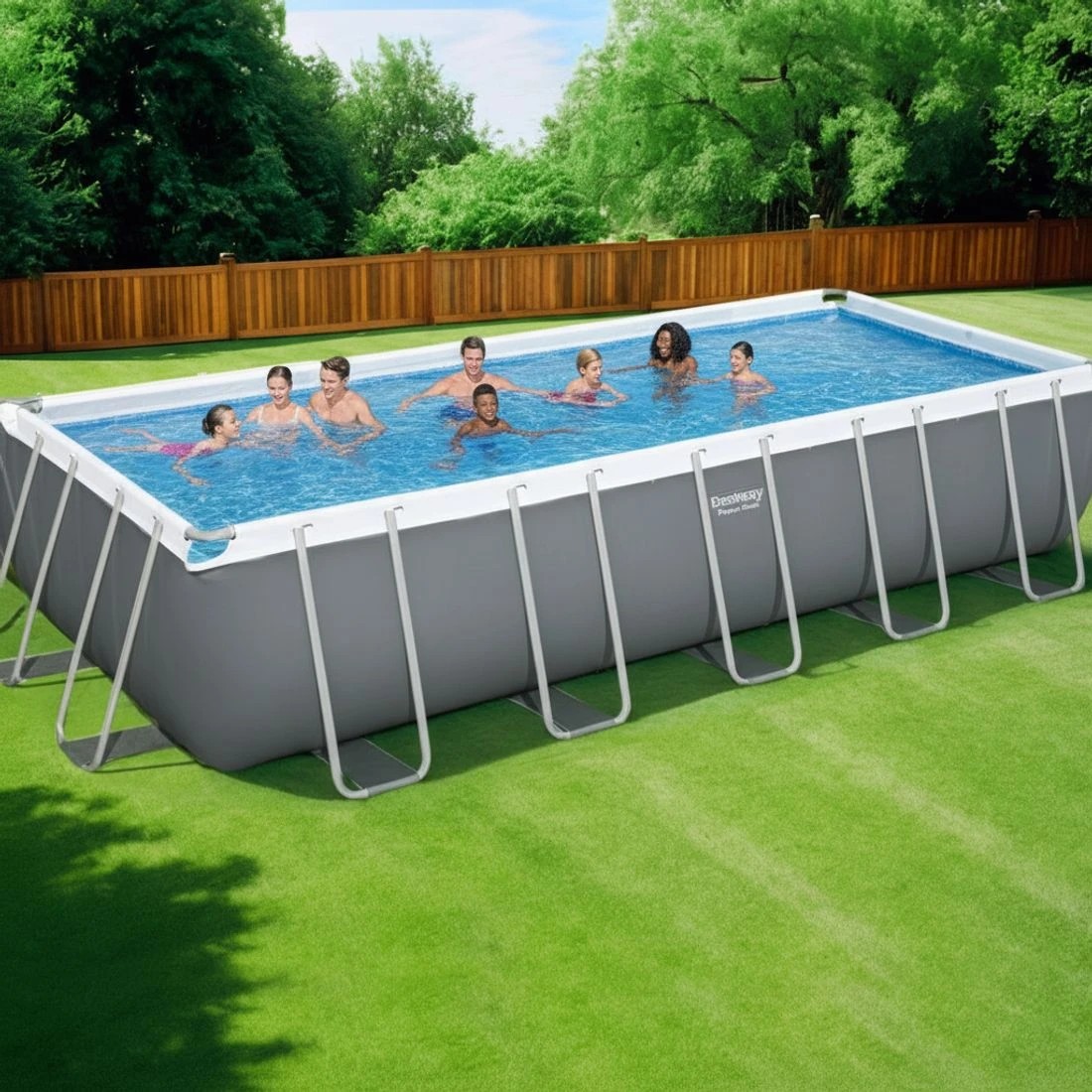 6 Bestway Swimming Pool 640x274x132cm Steel Frame Above Ground Pools Filter Pump Ladder 19281L - Multi, 6 of 6