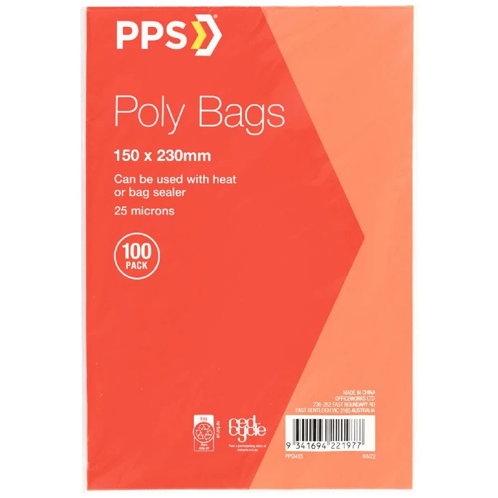 1 PPS Poly Bags 150 x 230mm 100 Pack, 1 of 2