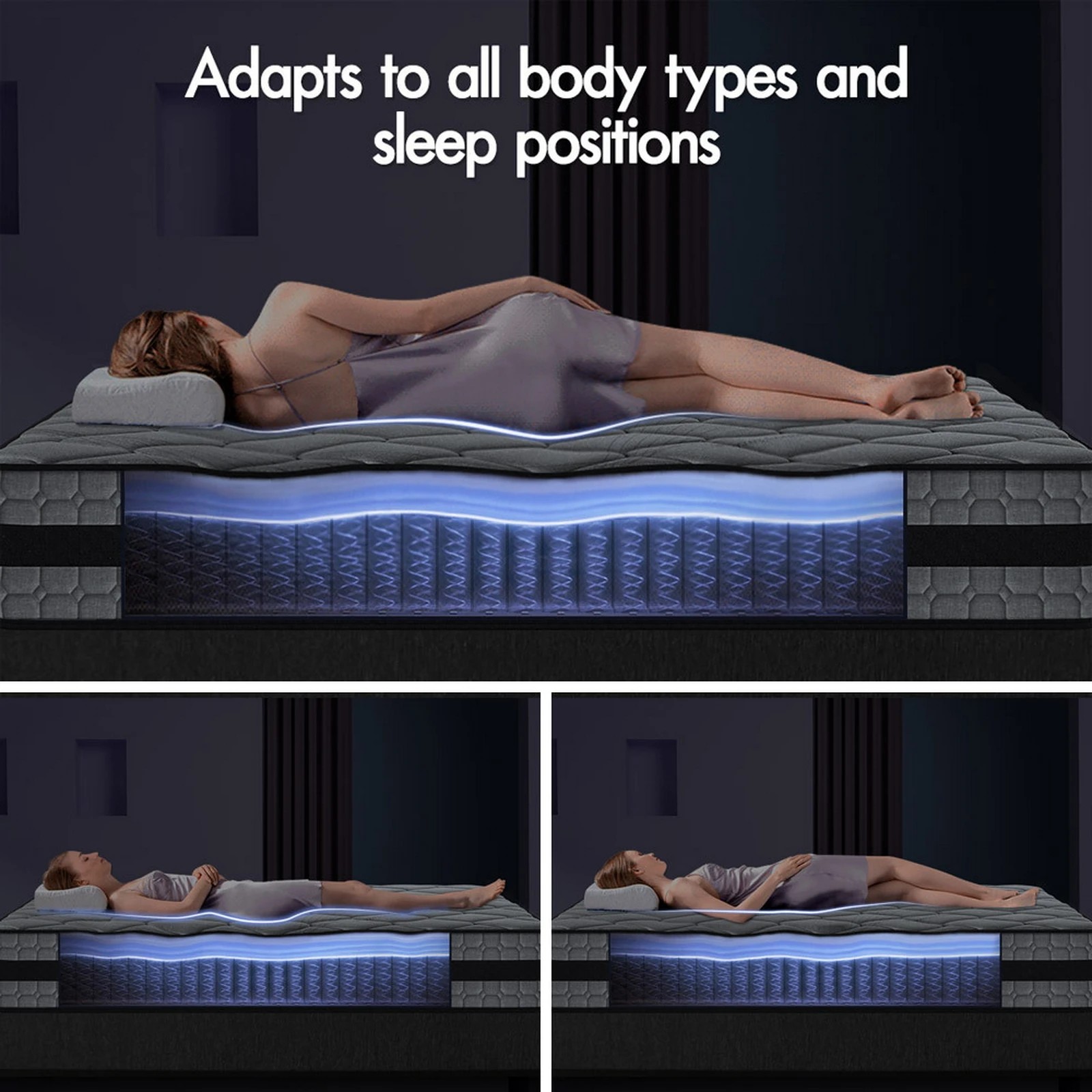 6 Starry Eucalypt Mattress Pocket Spring 3D Mesh Fabric 26cm 7 zone - Single Bed, 6 of 10