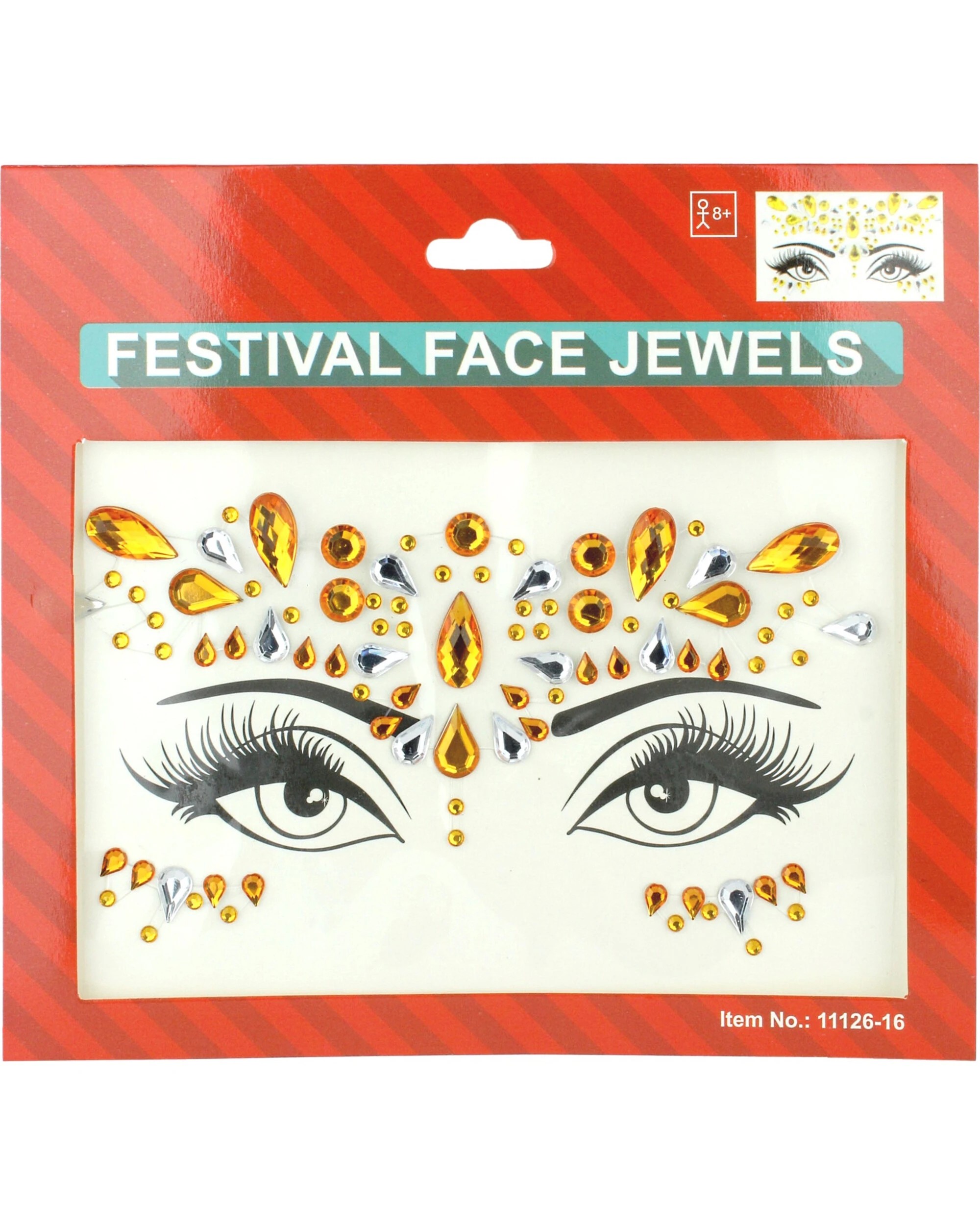 2 Partyrama Orange and Silver Crystal Face Jewels, 2 of 2
