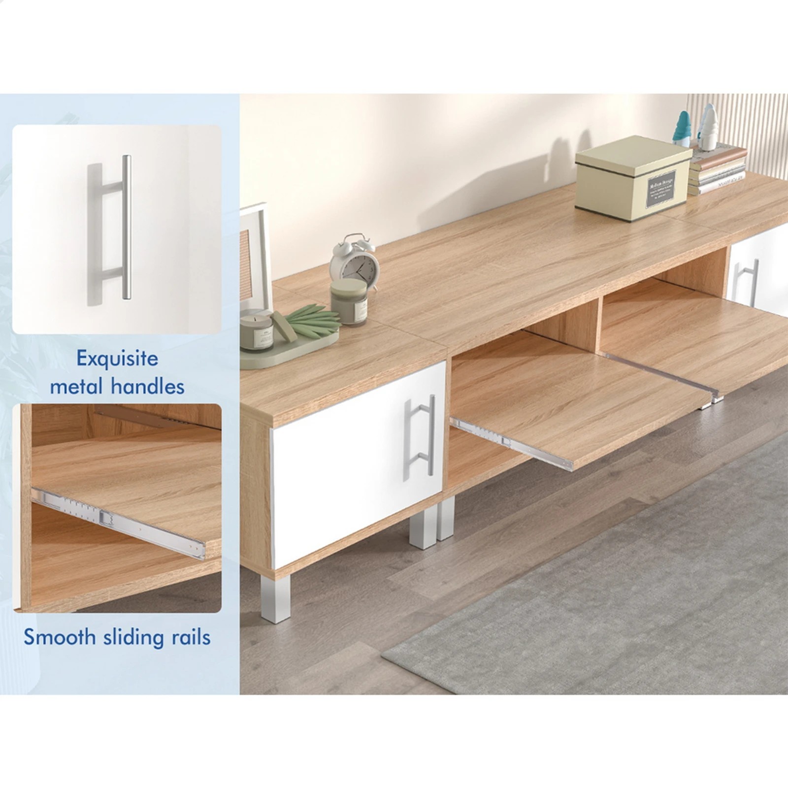 6 Alfordson Entertainment Unit TV Cabinet Stand Storage Drawer 190cm - Wood, 6 of 10