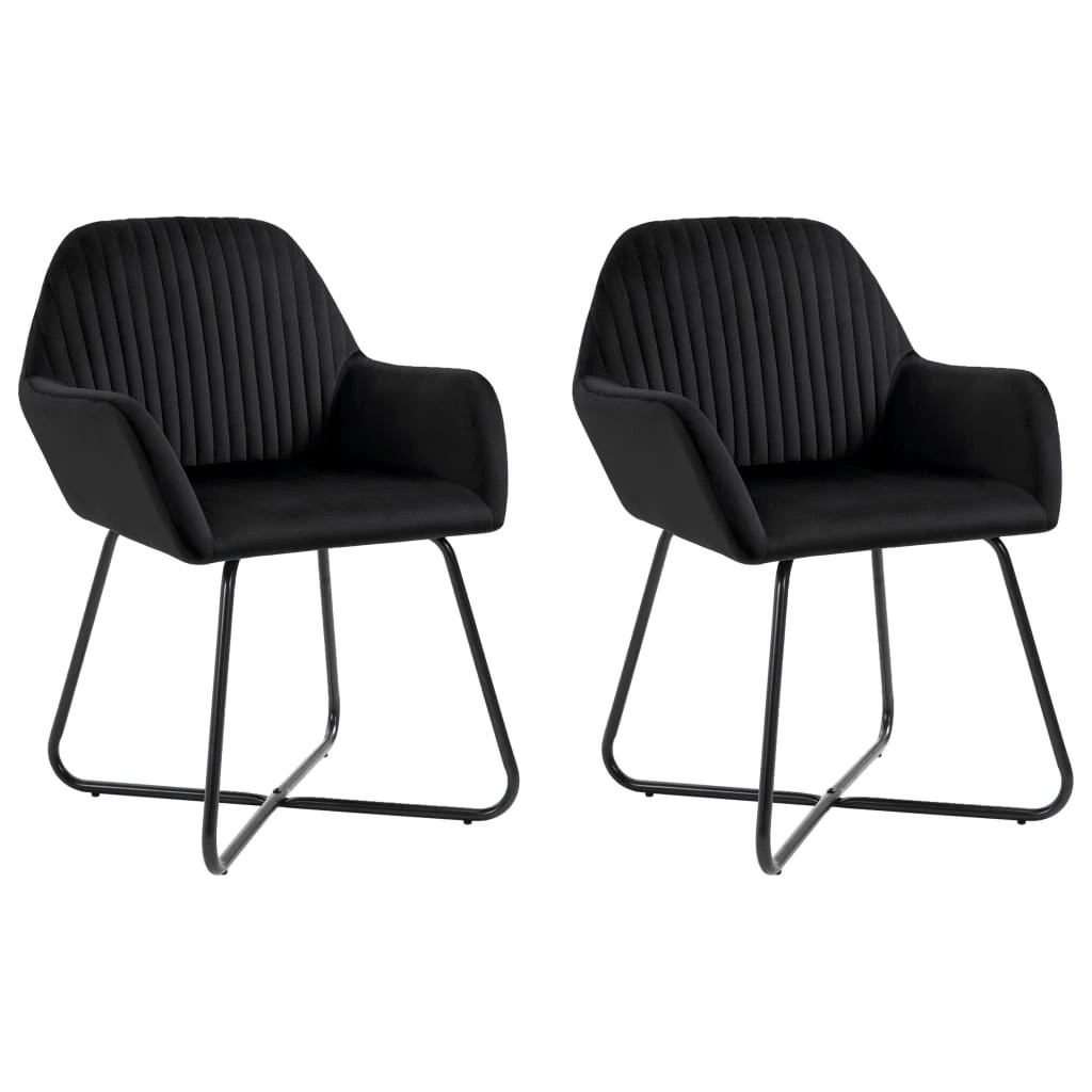 1 Vidaxl Dining Chairs 2 Pcs Velvet - Black, 1 of 8