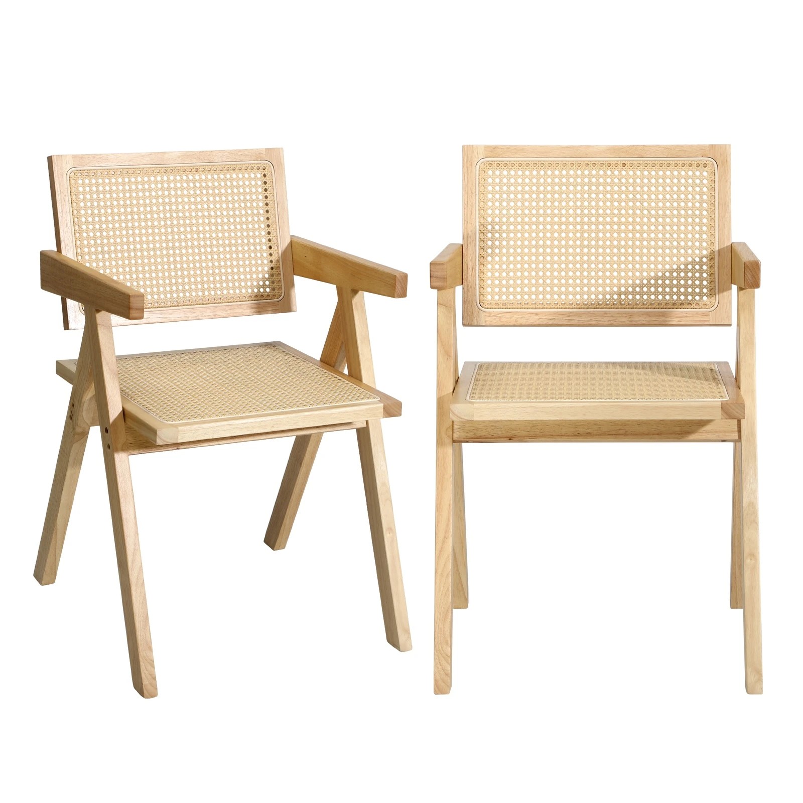 6 Oikiture 2x Dining Chairs Rattan Chair Wooden Accent Chair
 - Natural, 6 of 10